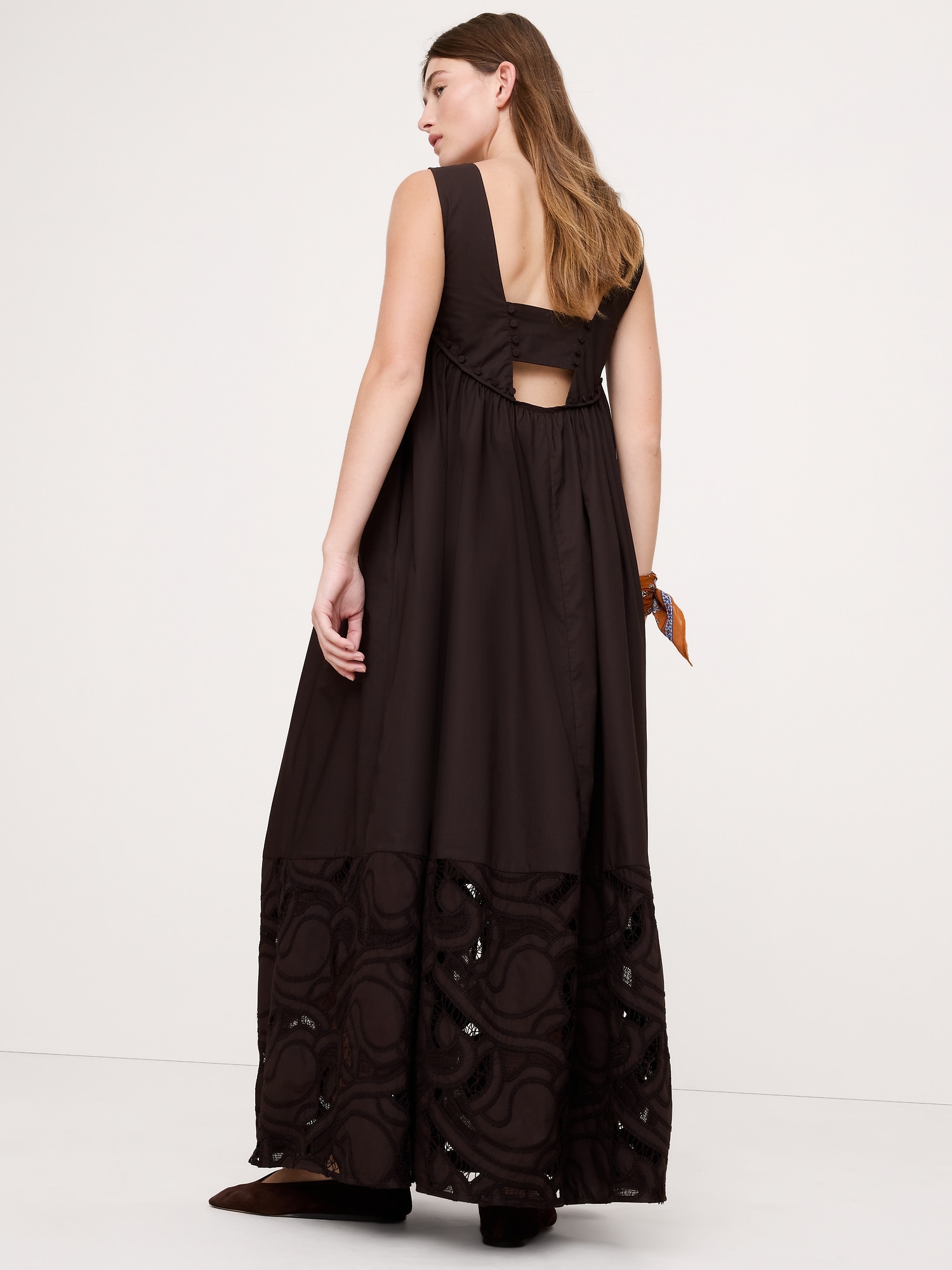 Image number 3 showing, Embroidered Cotton Poplin Maxi Dress