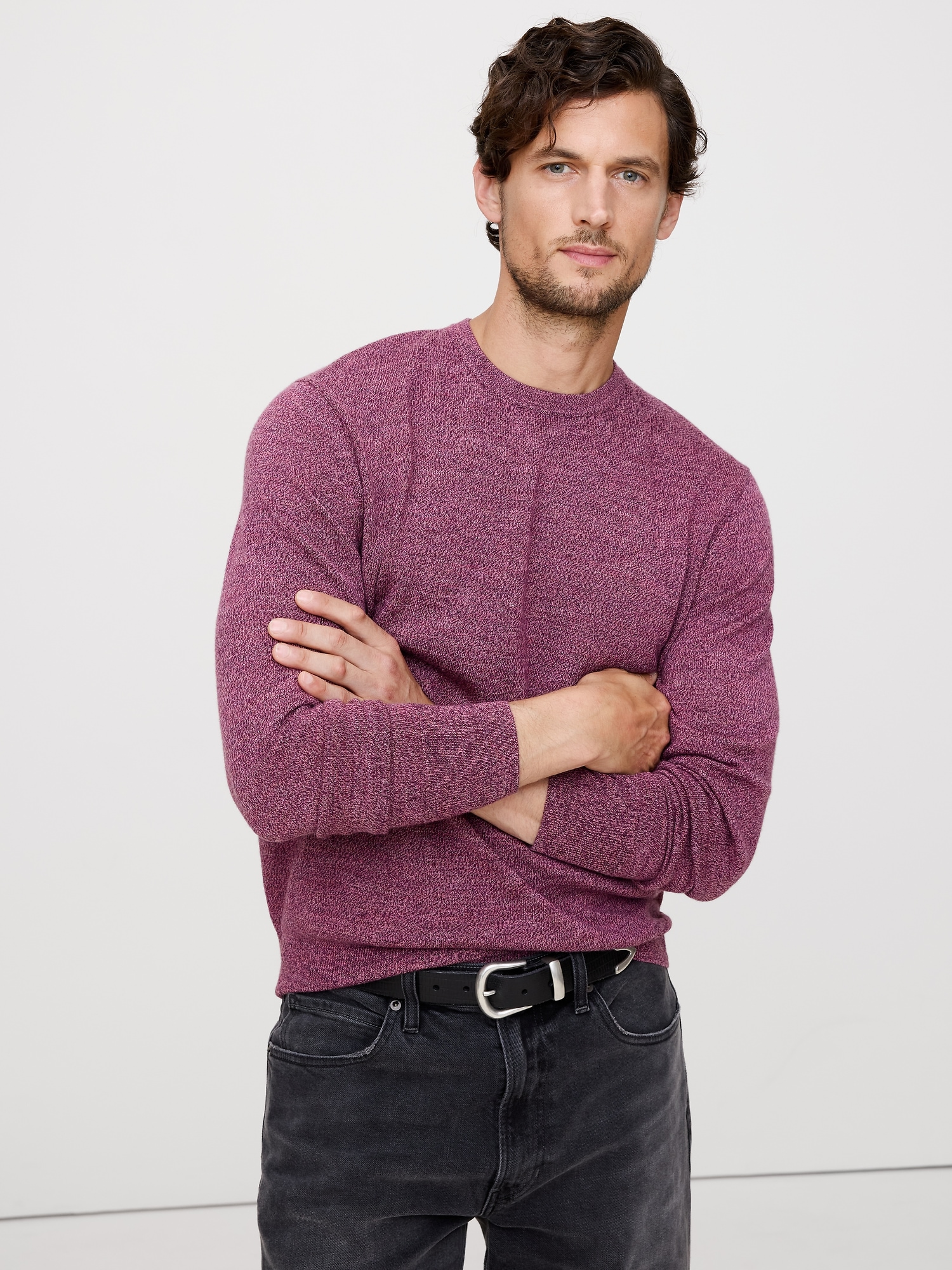 Merino Crew-Neck Sweater - Mauve Sky