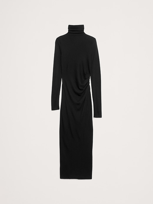 black bodycon knee length dress Donna Karan Women's Sleeveless Midi Ruched Dress in Black main image 1