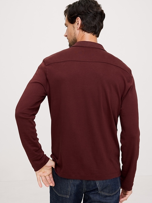 Luxury-Touch Long-Sleeve Polo