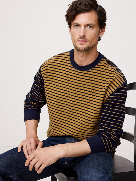 Mixed Stripe Relaxed Jersey T-Shirt