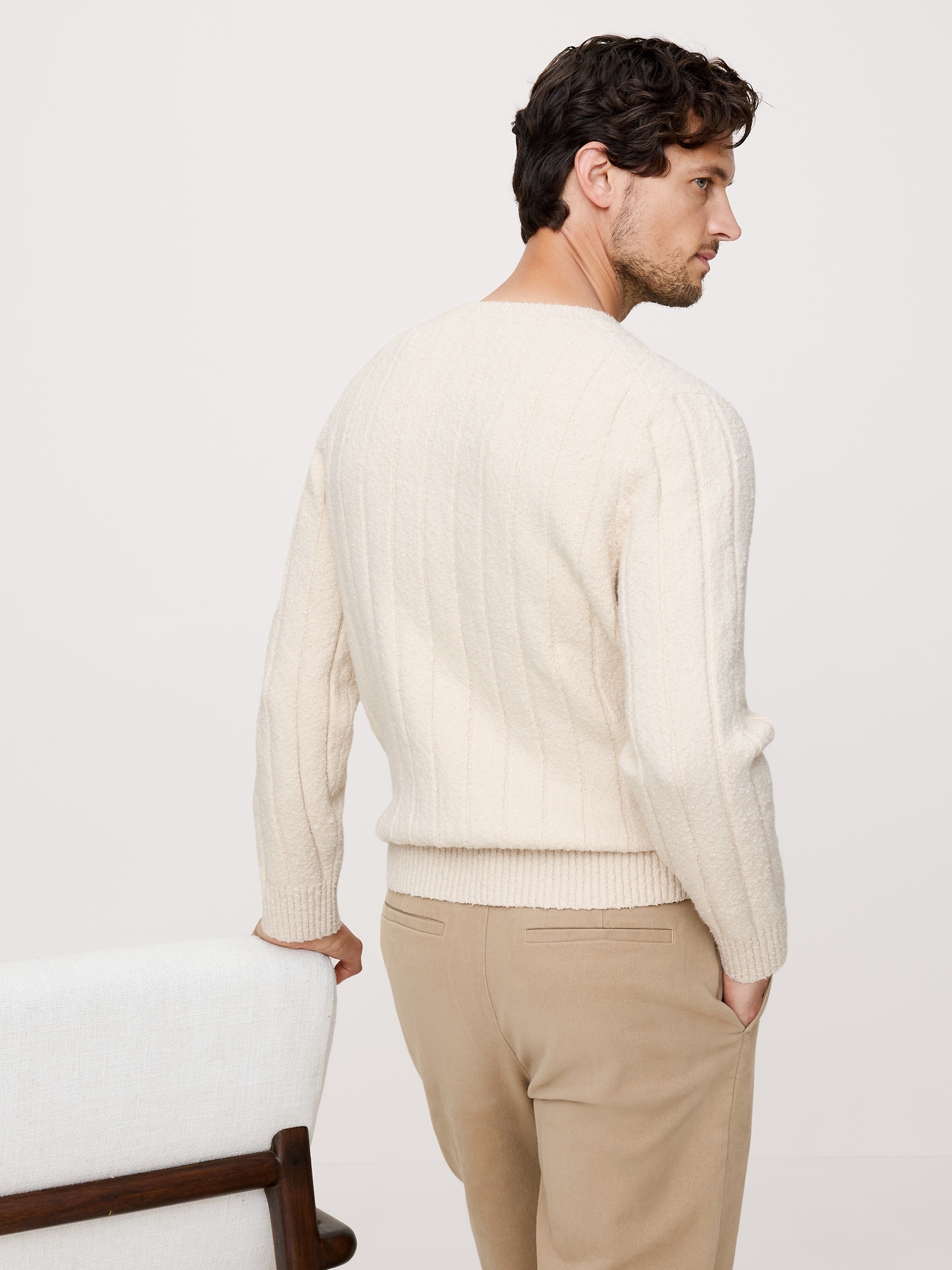 Image number 2 showing, Bouclé Ribbed Crew-Neck Sweater