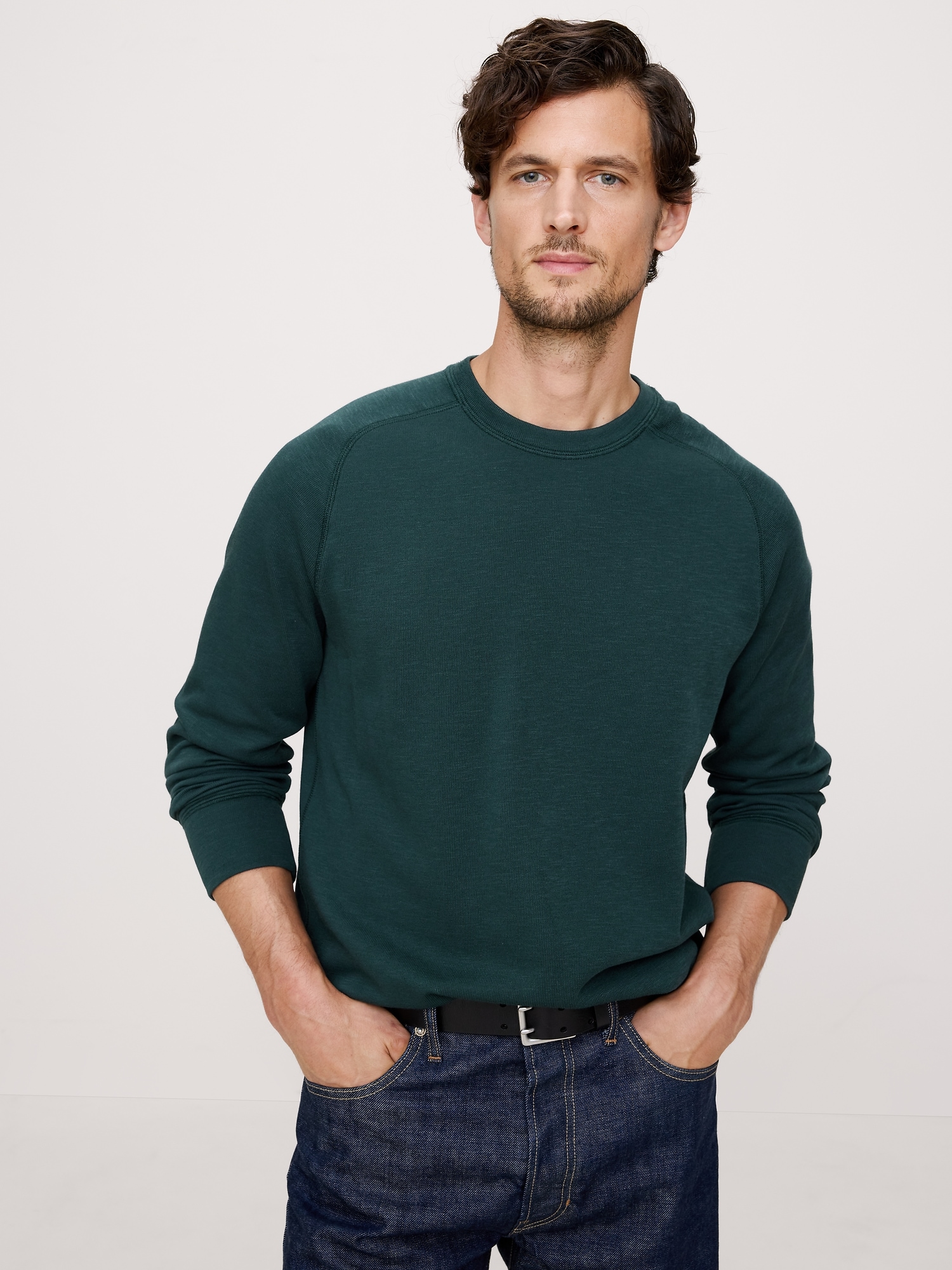 Slub Double-Knit Crew-Neck T-Shirt - Storm Slate Green