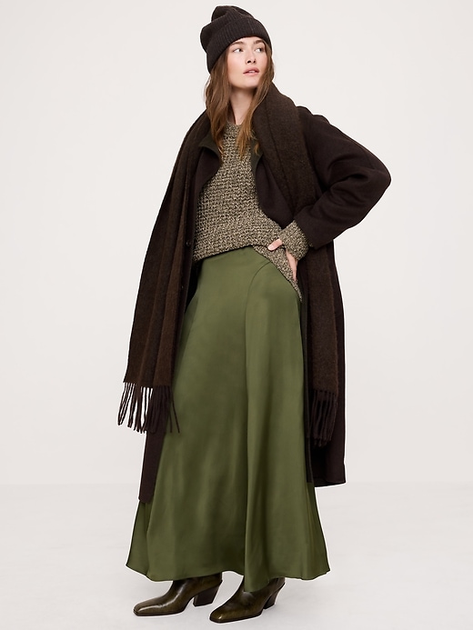 Merino-Cotton Midi Sweater Skirt