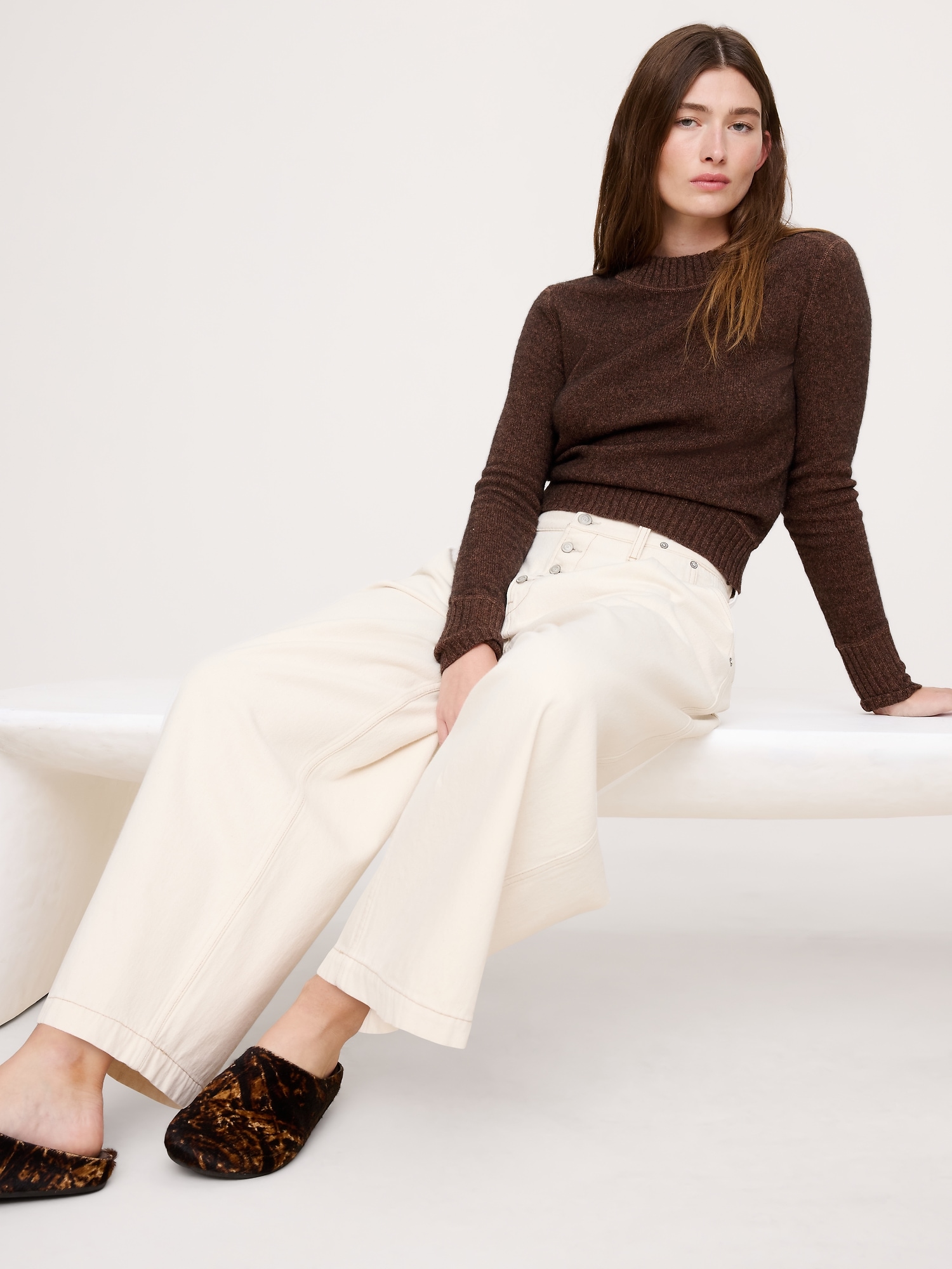 The Fireside Sweater in Merino-Cotton - Coffee Brown