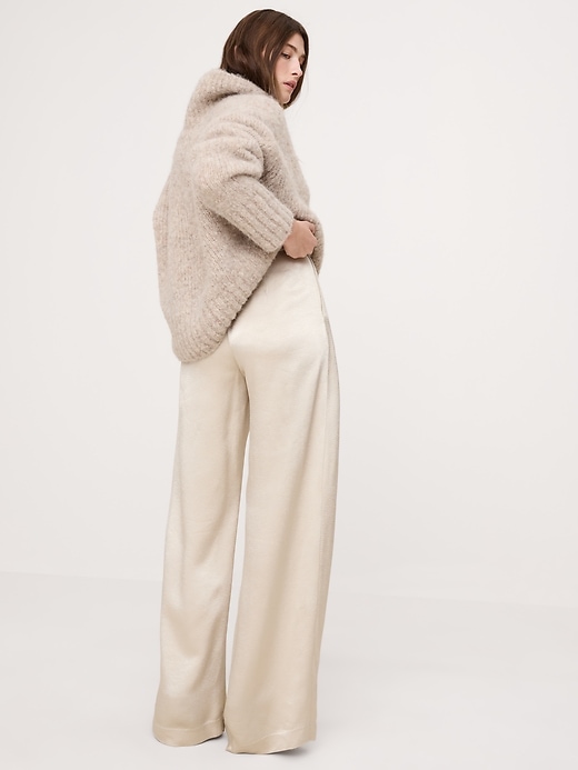 High-Rise Wide-Leg Hammered Satin Palazzo Pant