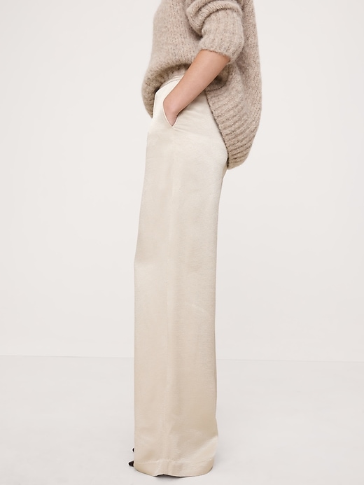 High-Rise Wide-Leg Hammered Satin Palazzo Pant