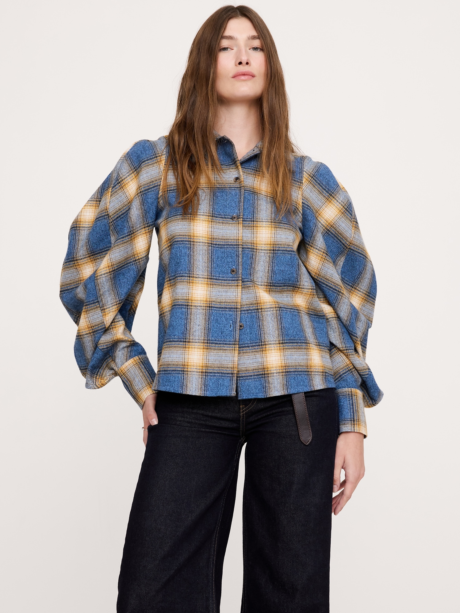 Image number 4 showing, Flannel Volume-Sleeve Shirt