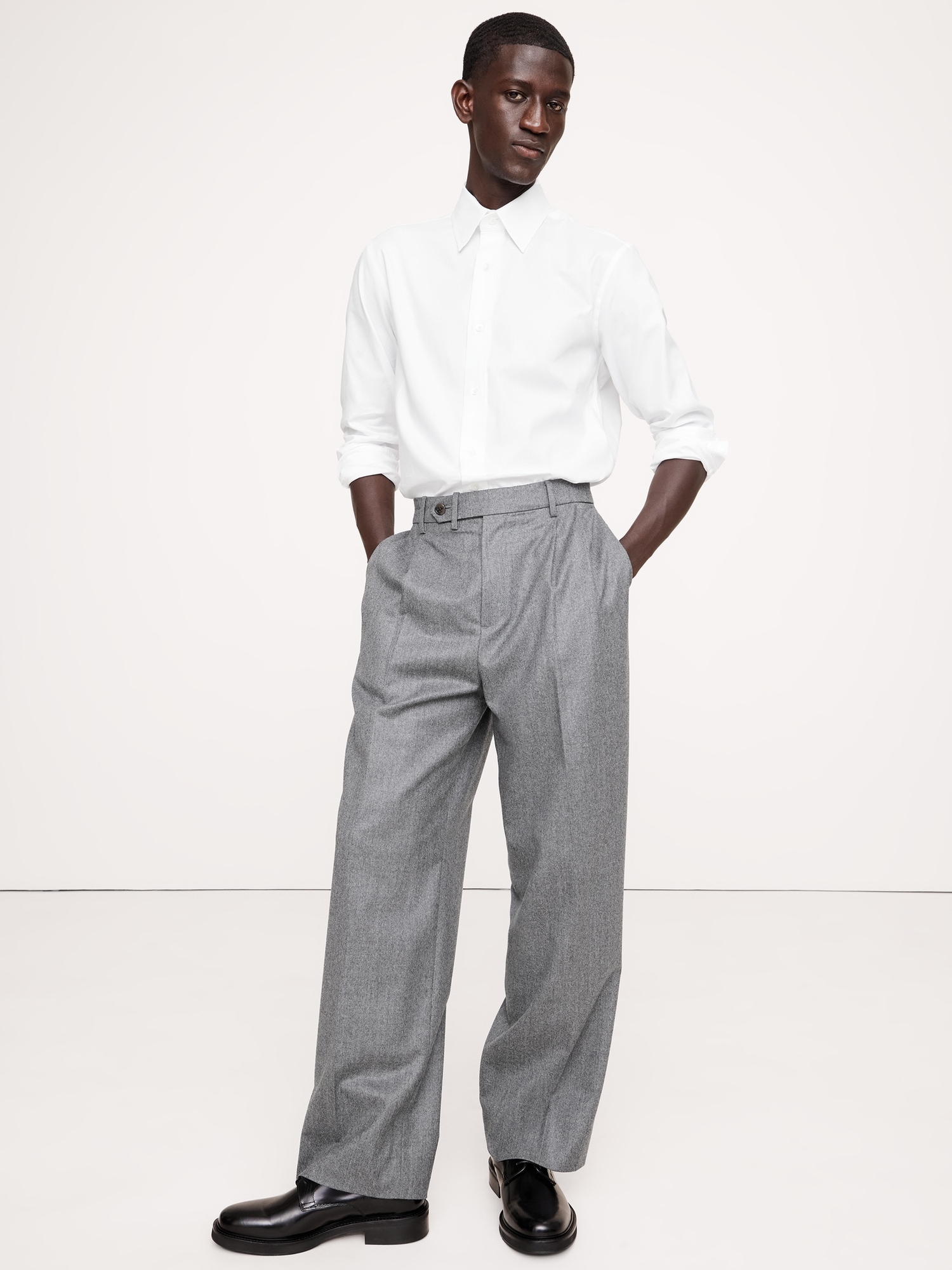 Slim-Fit Wrinkle-Resistant Dress Shirt - White Texture