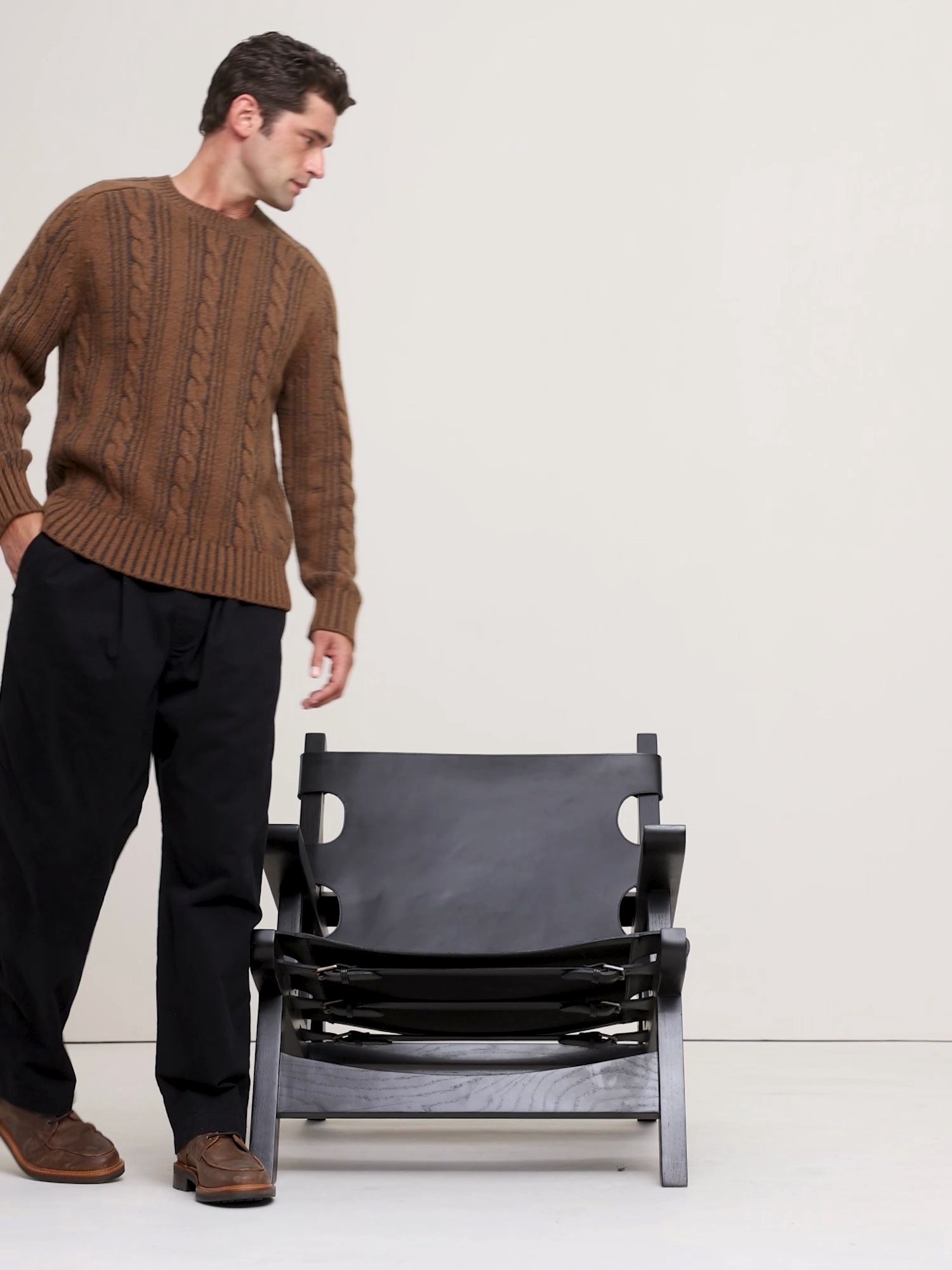 Мужской свитер Banana Republic Italian Merino-Blend Cable-Knit, цвет: Коричневый — фото 5
