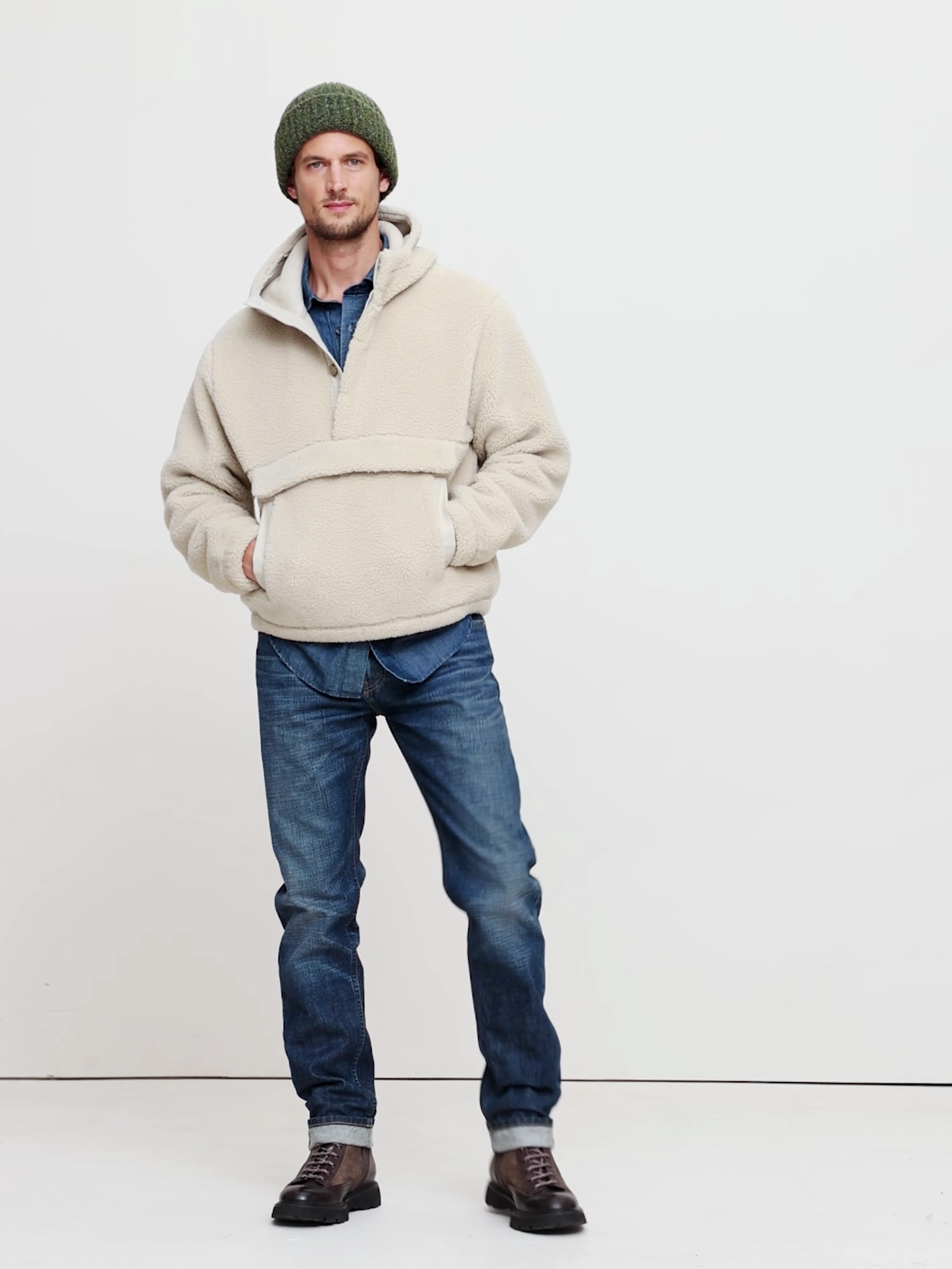 Polaire Banana Republic Polartec Pour Homme – Vert, Taille M, Coupe Athlétique