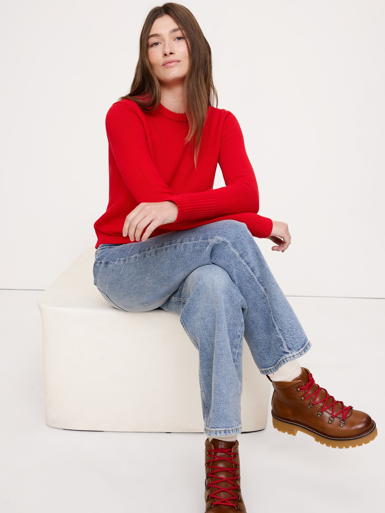 Image number 1 showing, Cotton-Silk Crew-Neck Sweater