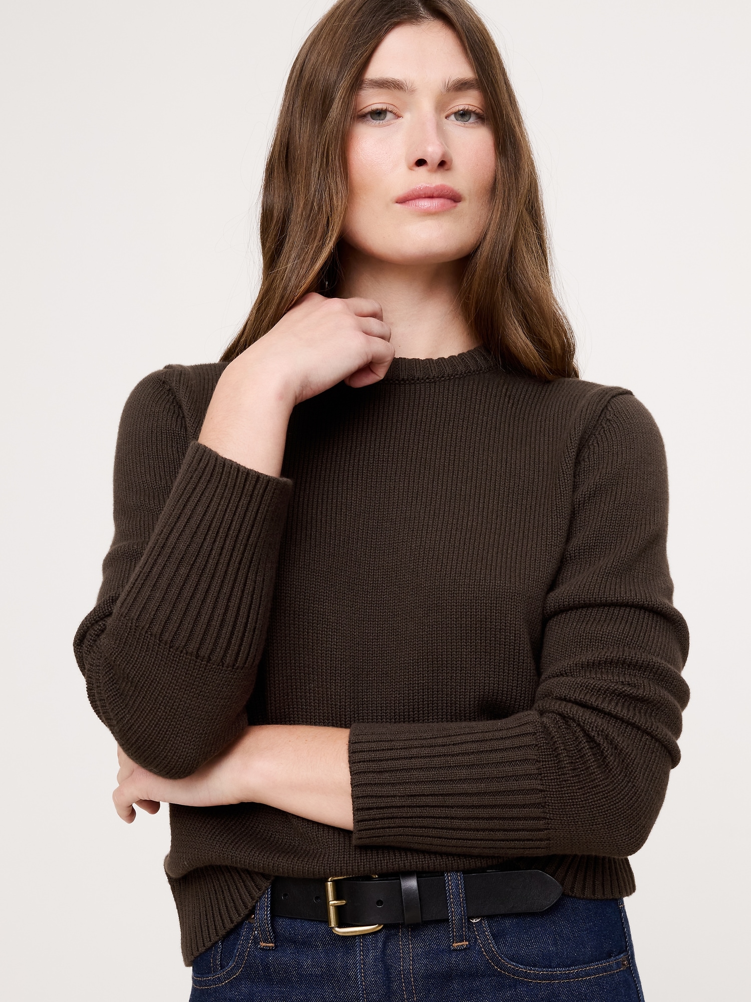 Image number 3 showing, Cotton-Silk Crew-Neck Sweater