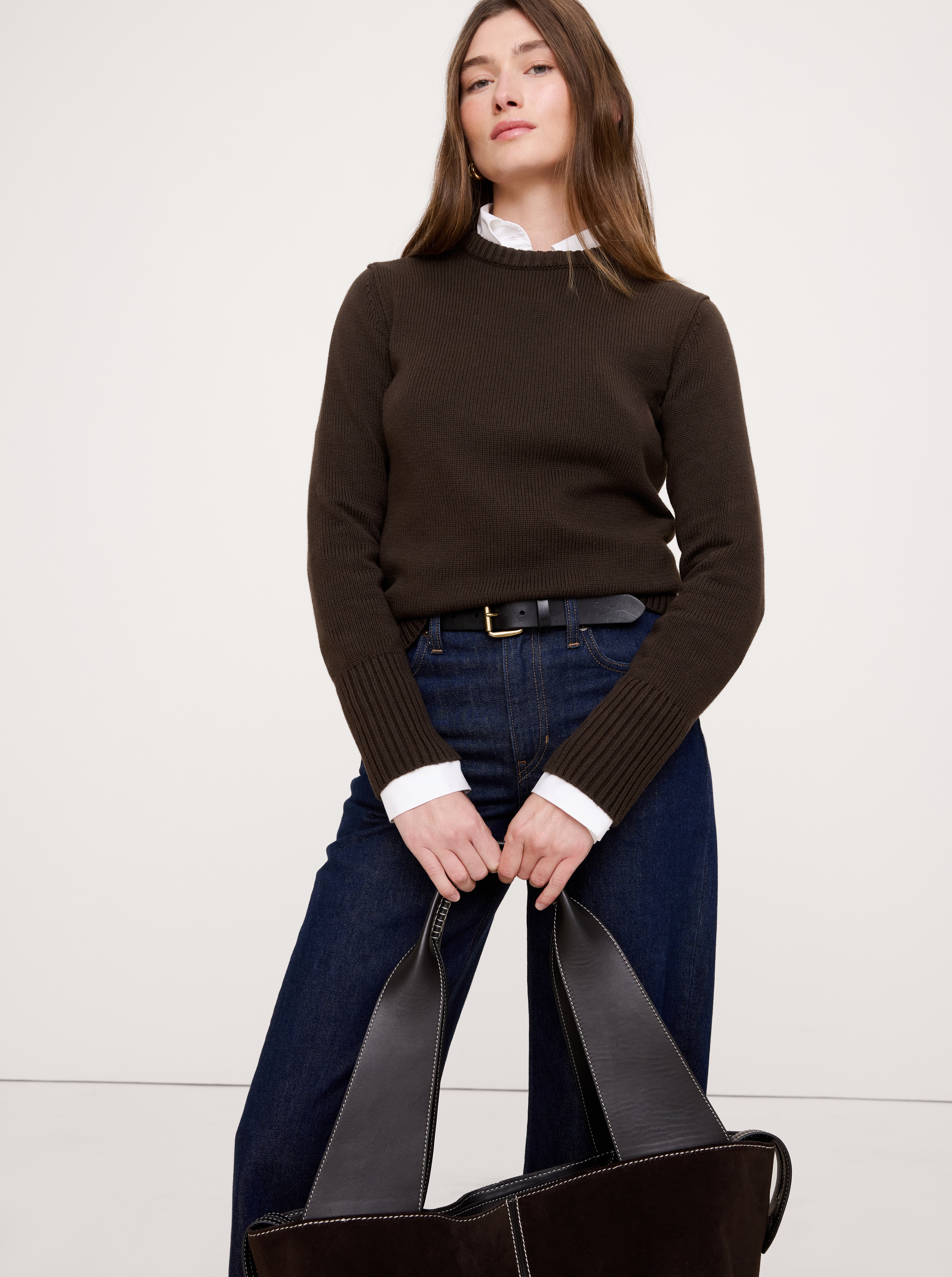 Larkspur Cotton-Silk Crew-Neck Sweater
