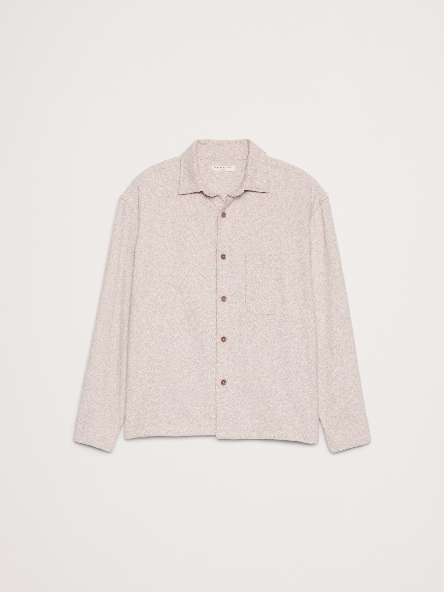 Мужская рубашка Banana Republic Relaxed-Fit Flannel Overshirt, цвет: Кремовый белый — фото 4