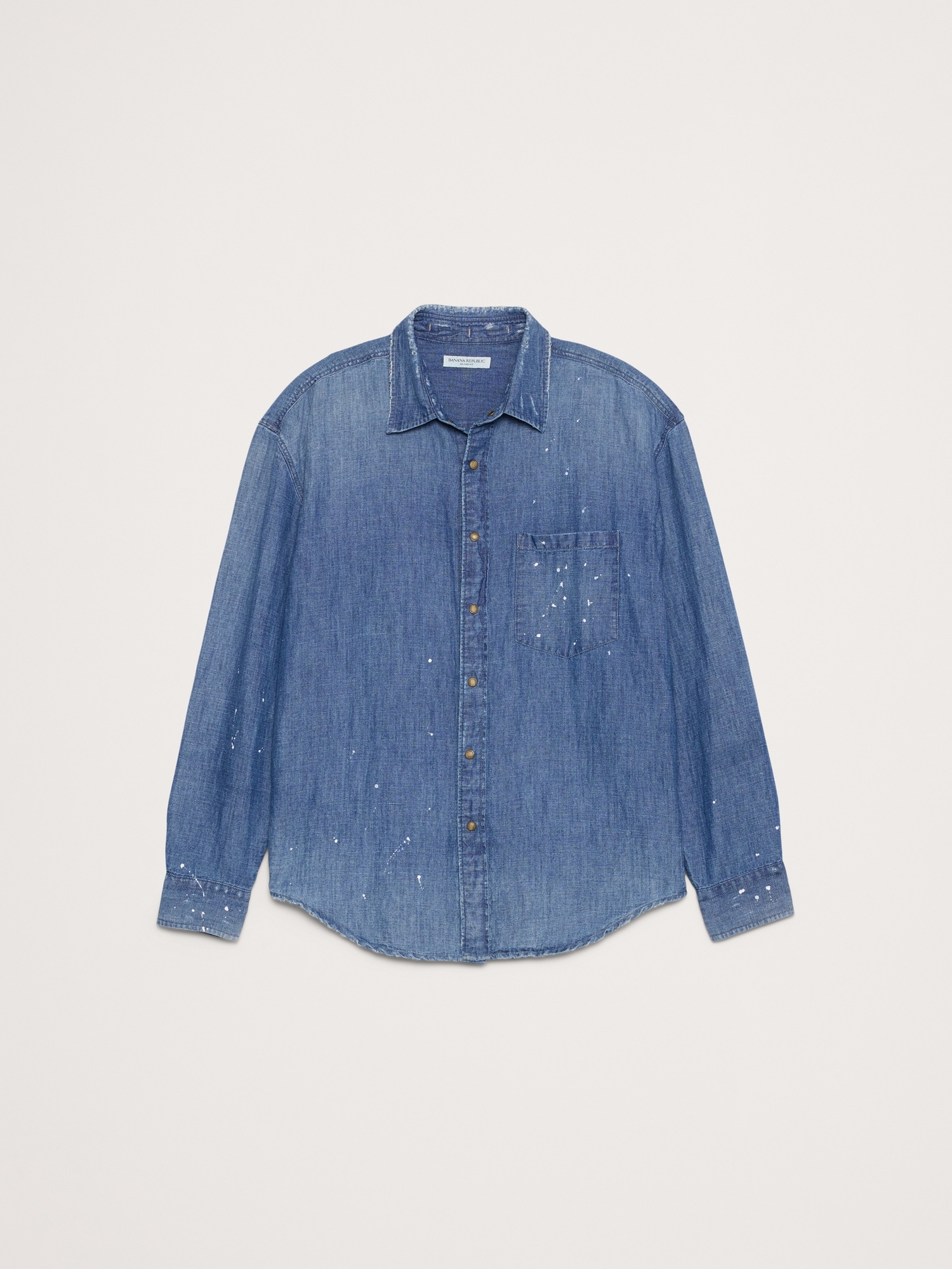 Image number 4 showing, Relaxed-Fit Paint Splatter Cotton-Hemp Chambray Shirt