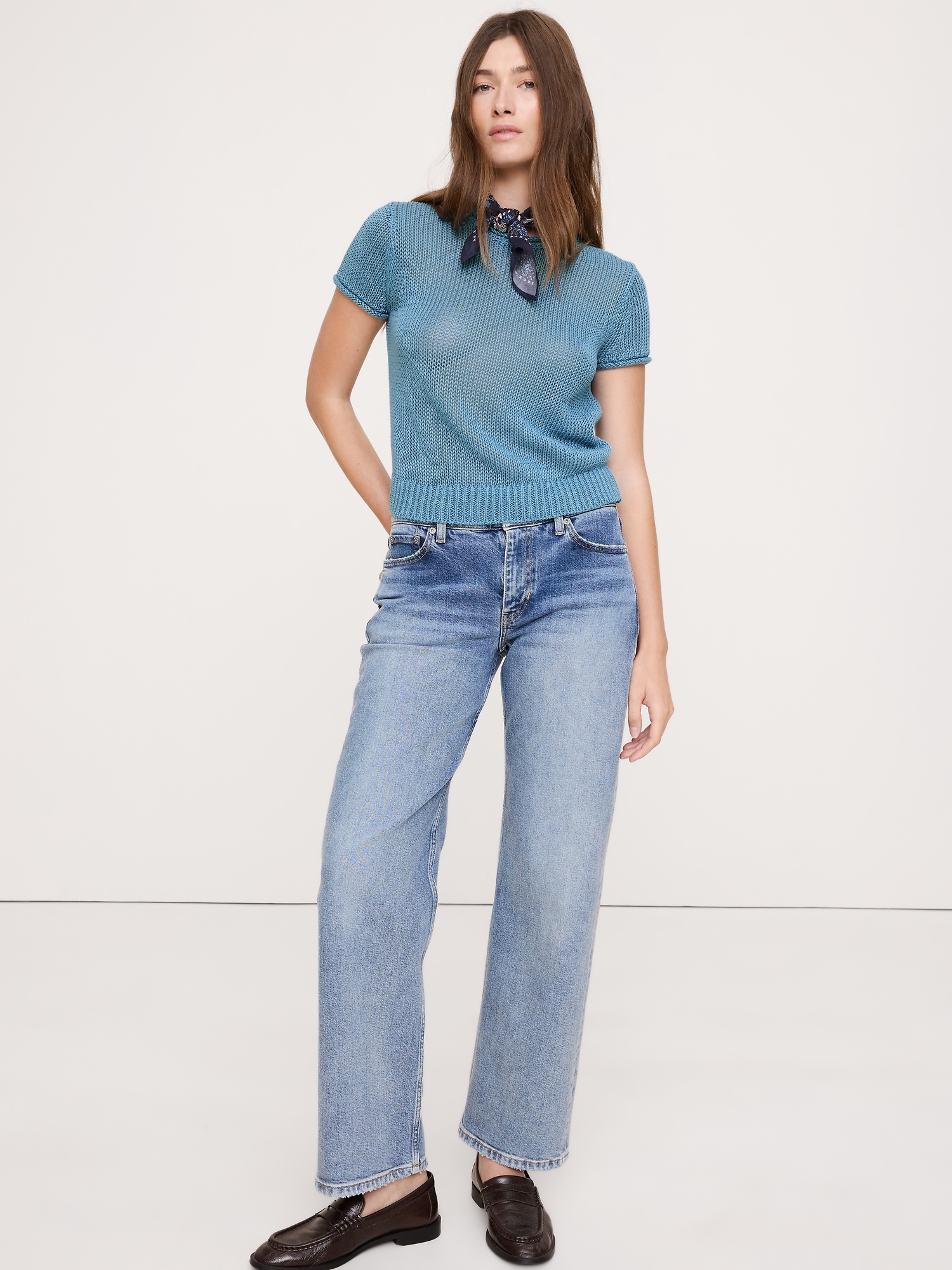 Image number 7 showing, Fitted Linen Short-Sleeve Sweater