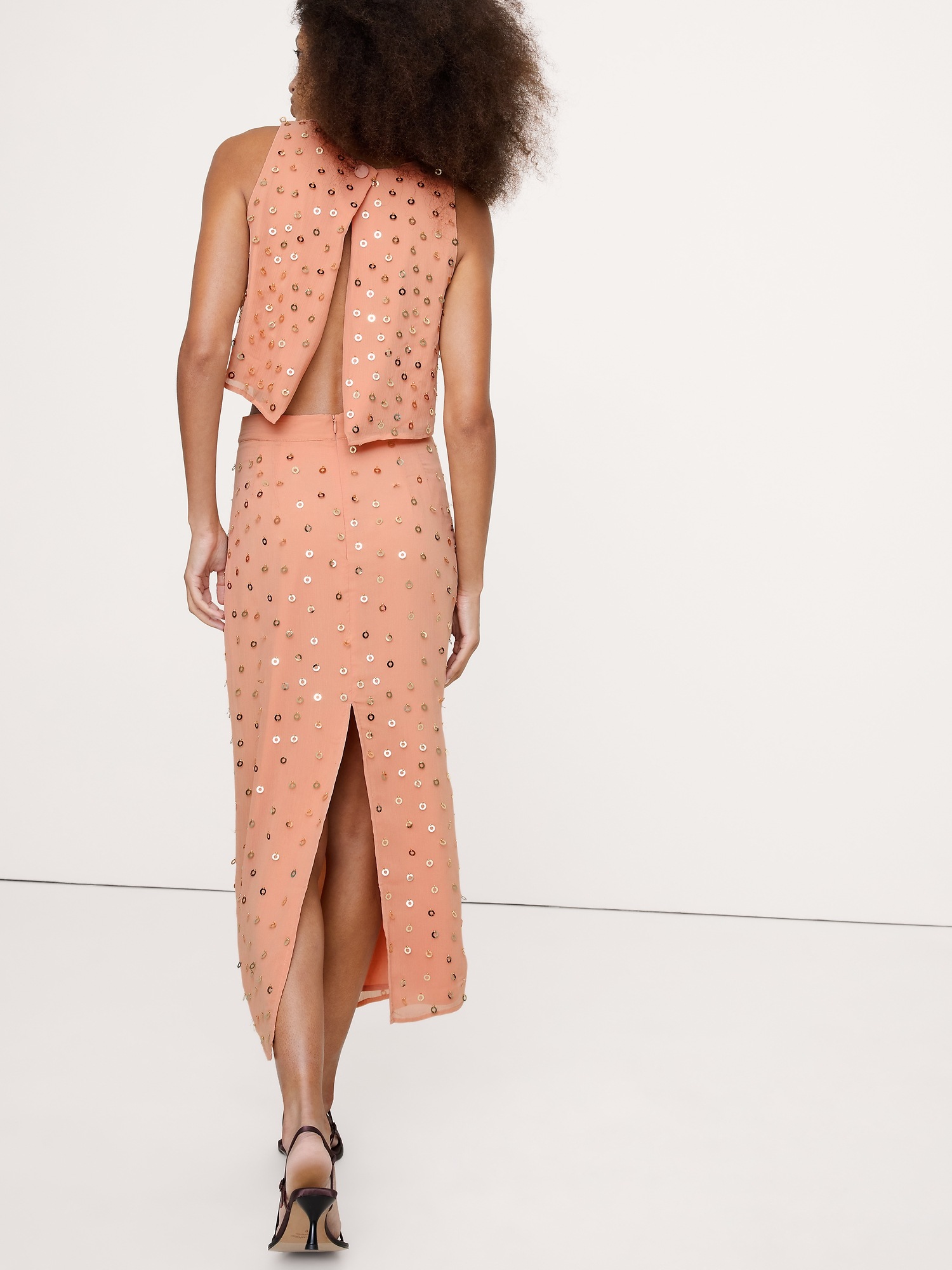 Женская юбка Banana Republic Embellished Chiffon Midi, цвет: Розовый — фото 2