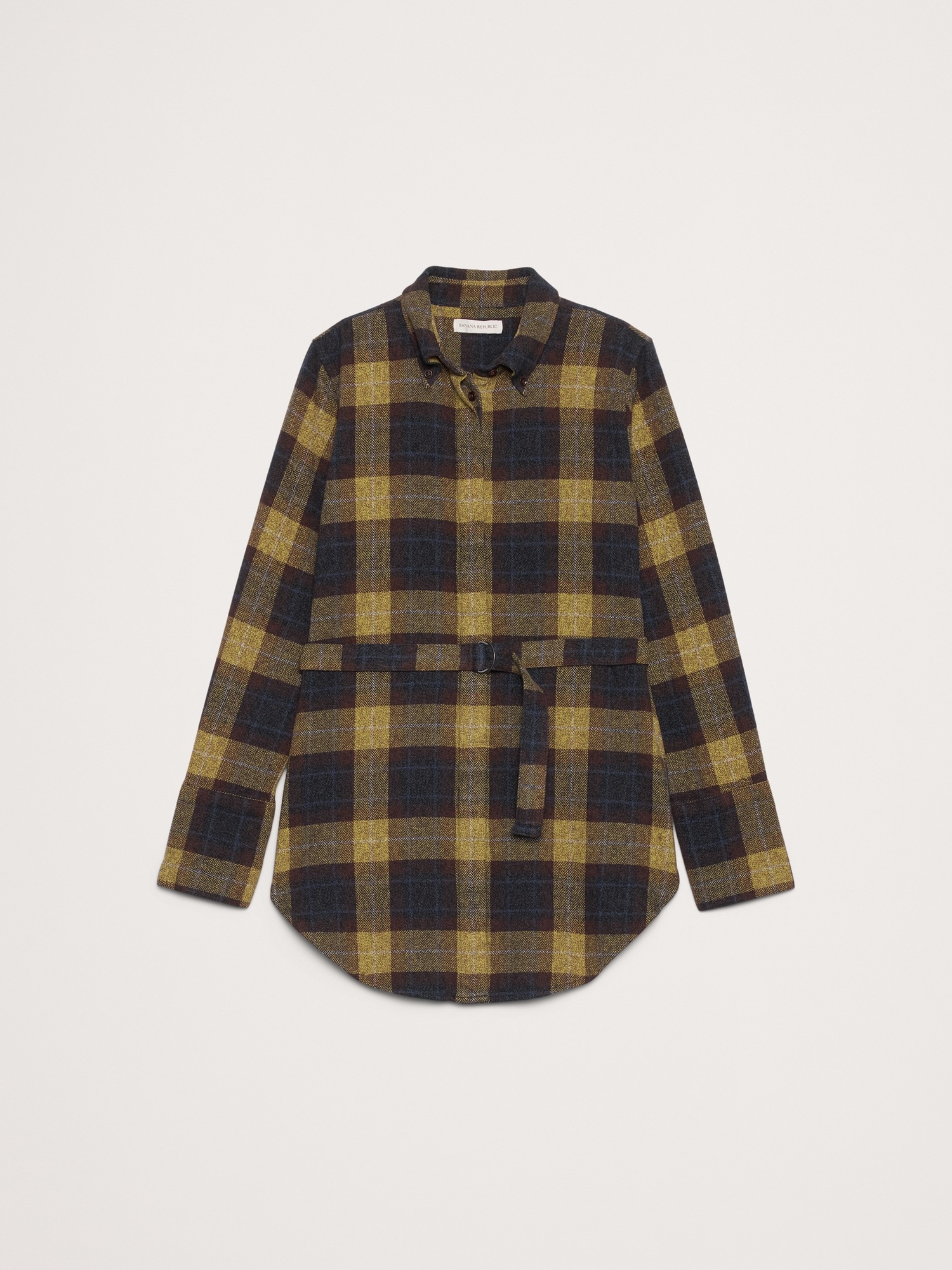 Женская рубашка Banana Republic Flannel Belted Tunic, цвет: Синий клетчатый — фото 4