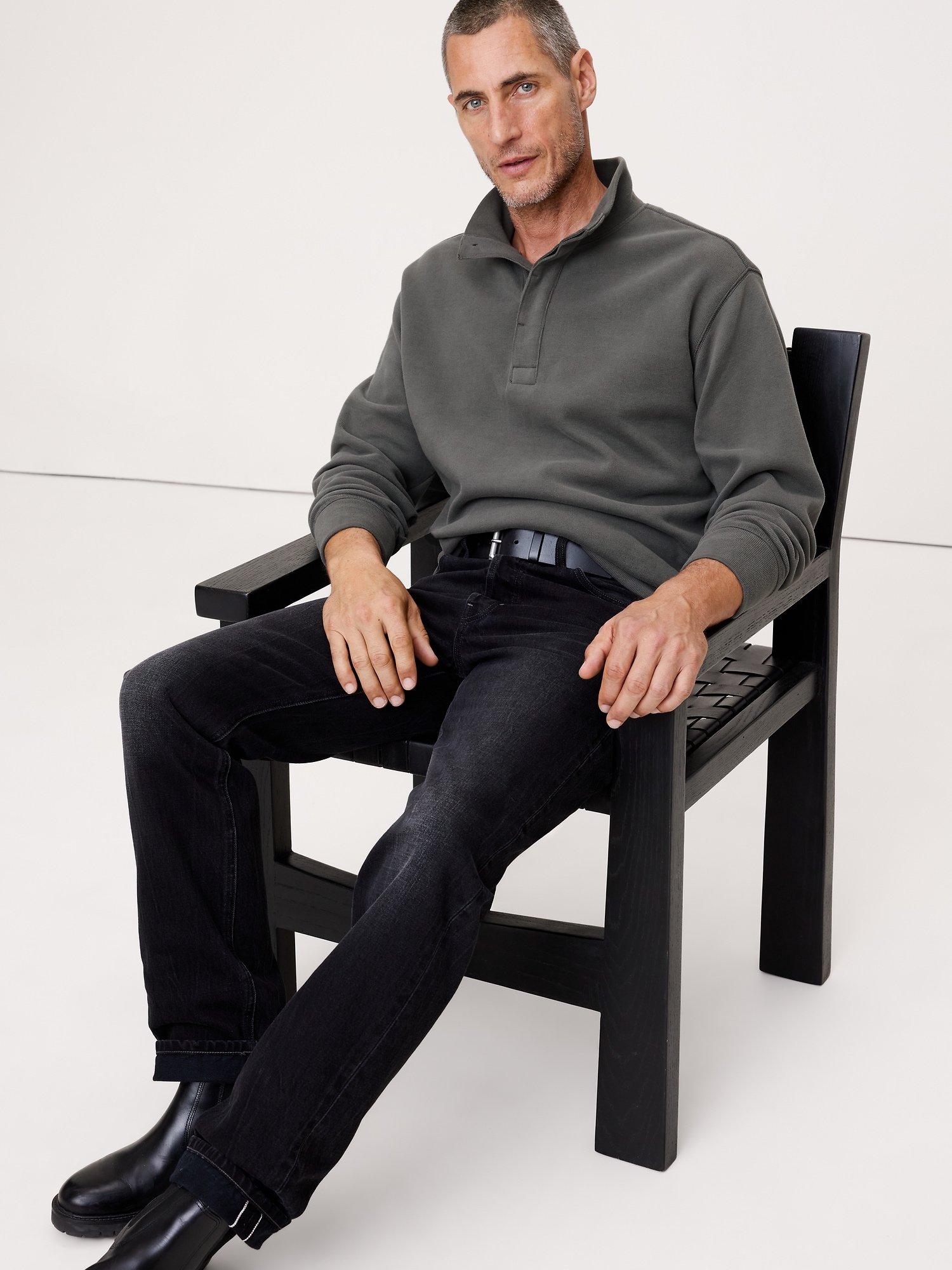 Image number 1 showing, Double-Knit Mock-Neck Sweatshirt