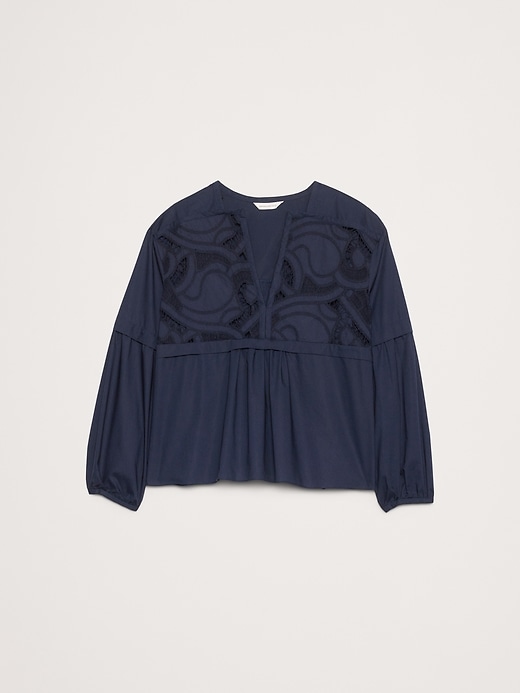 Embroidered Cotton Poplin Popover Top | Banana Republic