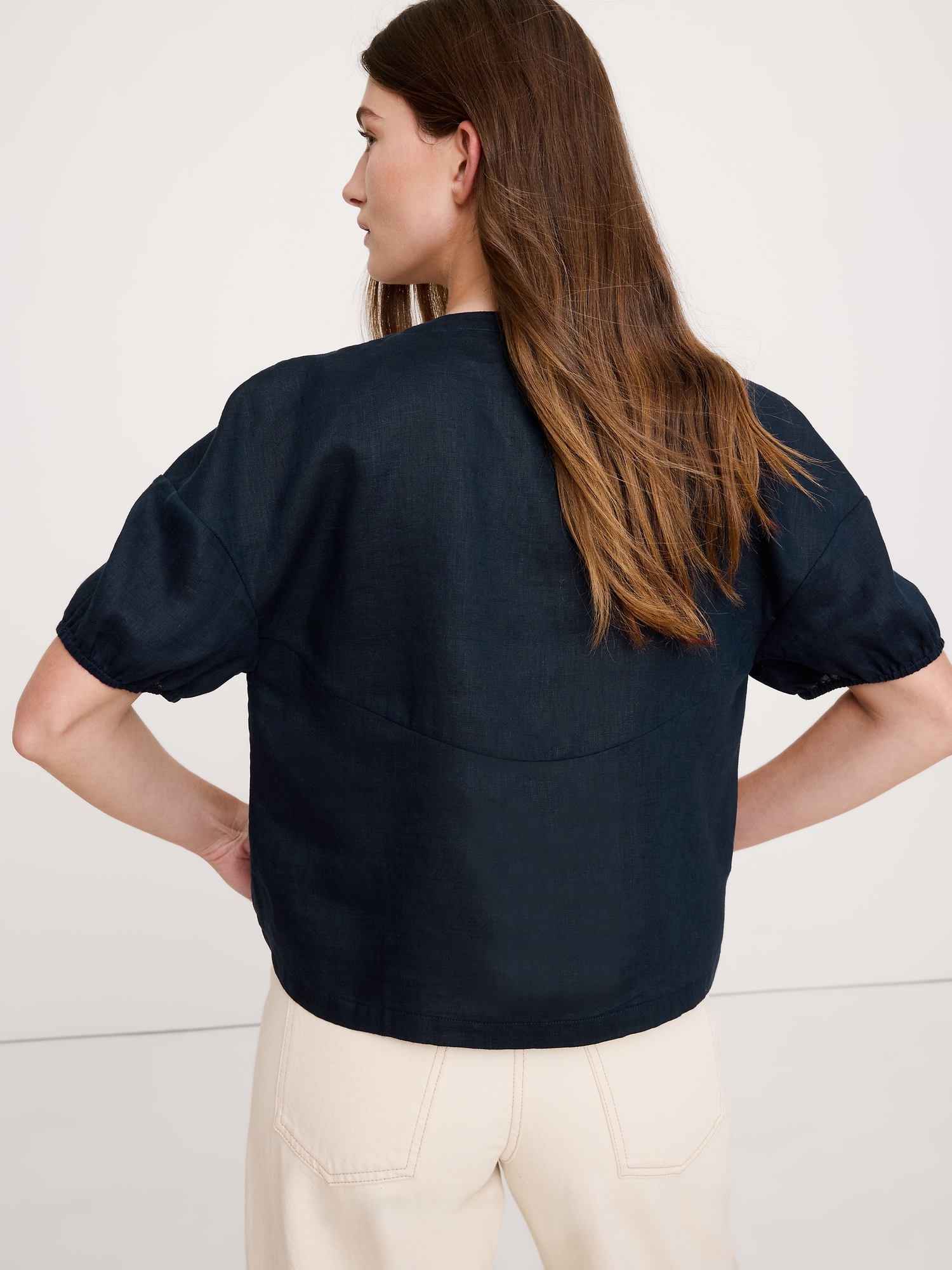 Image number 5 showing, Linen Tie-Front V-Neck Top