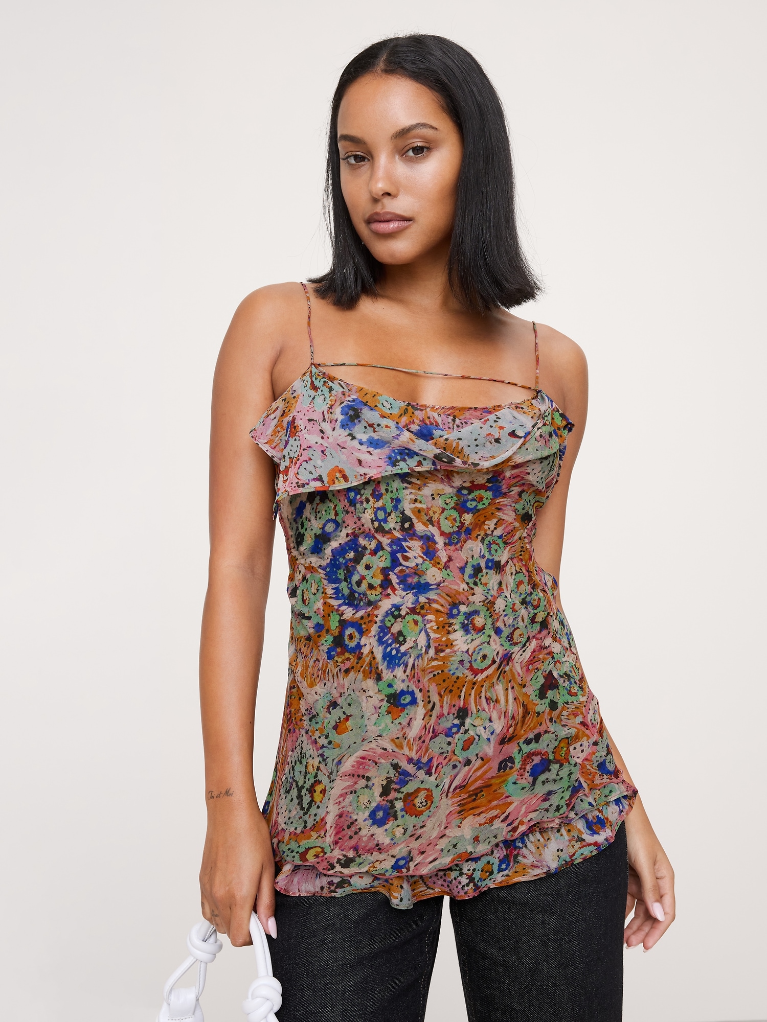 Image number 1 showing, Georgette Cowl-Neck Tank