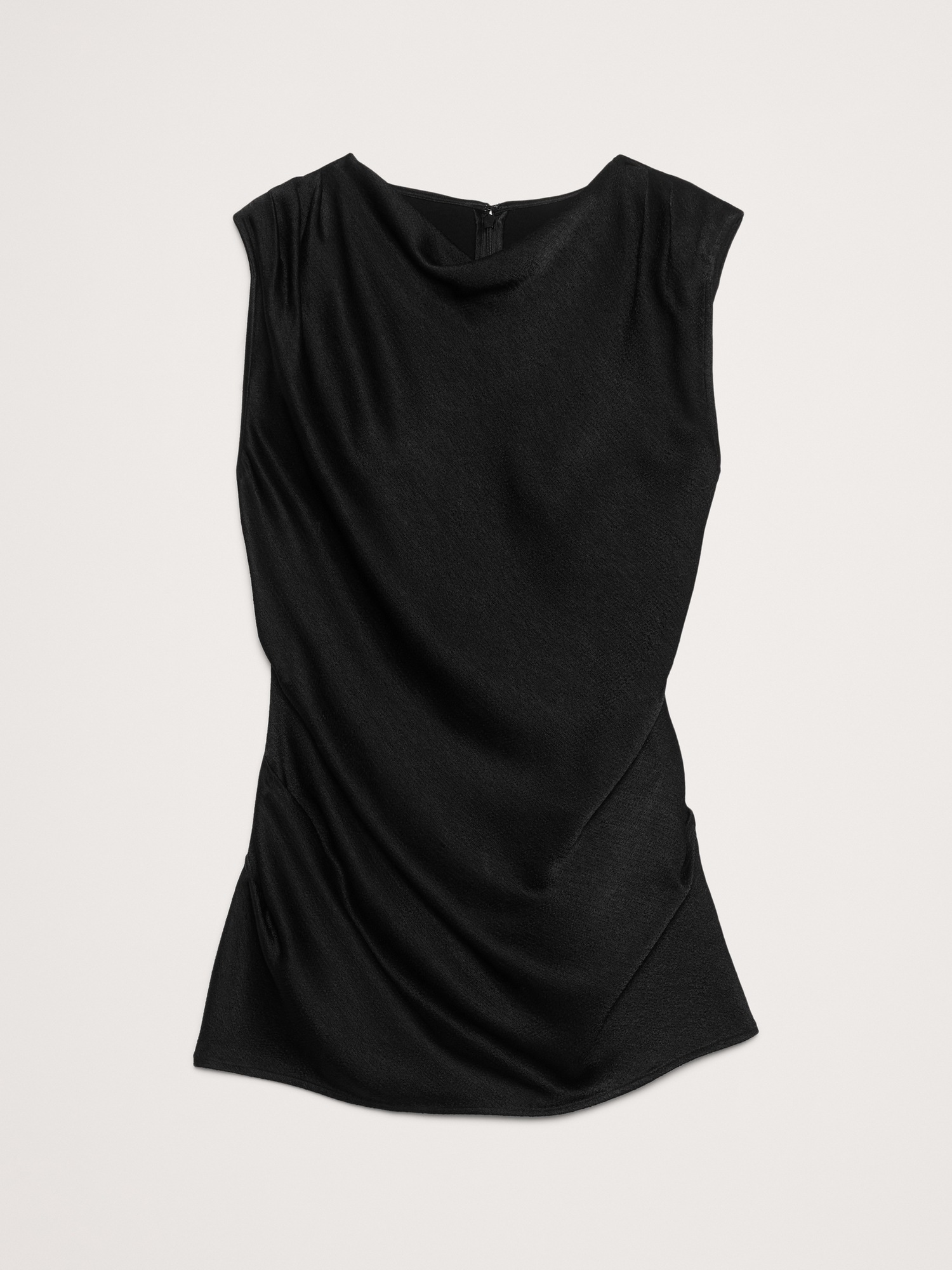 Женский топ Banana Republic Hammered Satin Draped Top, цвет: Чёрный — фото 4