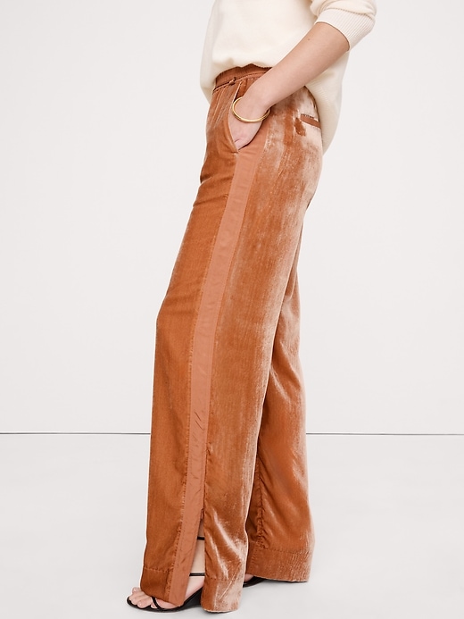 High-Rise Wide-Leg Velvet Pull-On Pant