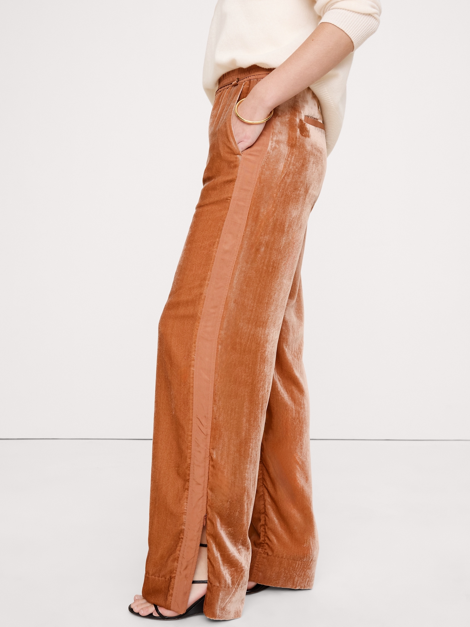 Image number 3 showing, High-Rise Wide-Leg Velvet Pull-On Pant