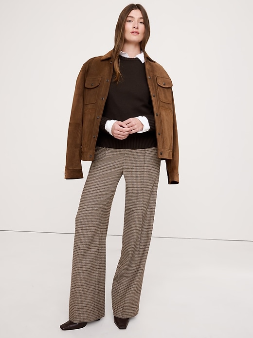 Wide-Leg Flannel Drawstring Pull-On Pant