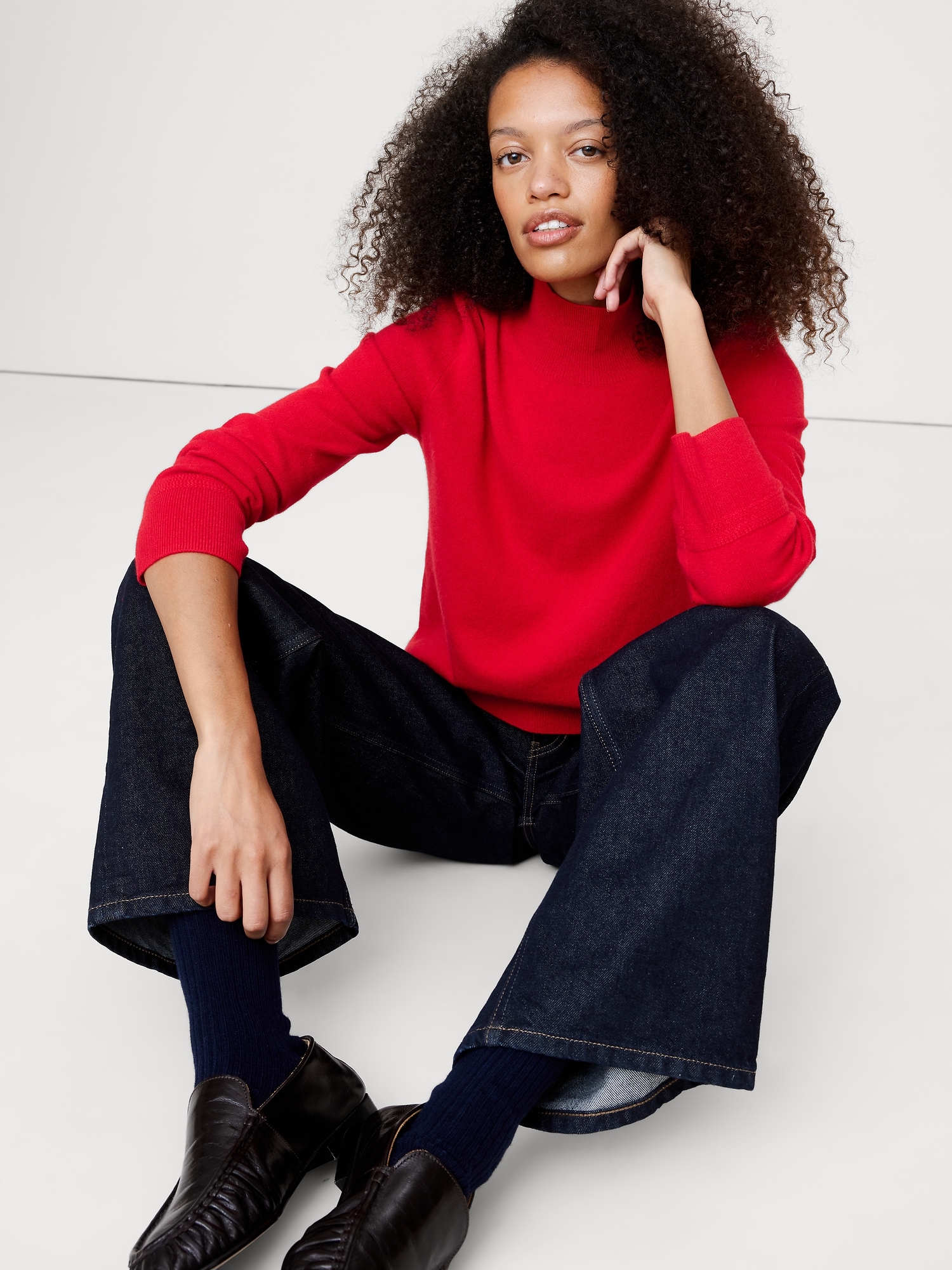 Cashmere Turtleneck Sweater - Holly Berry Red