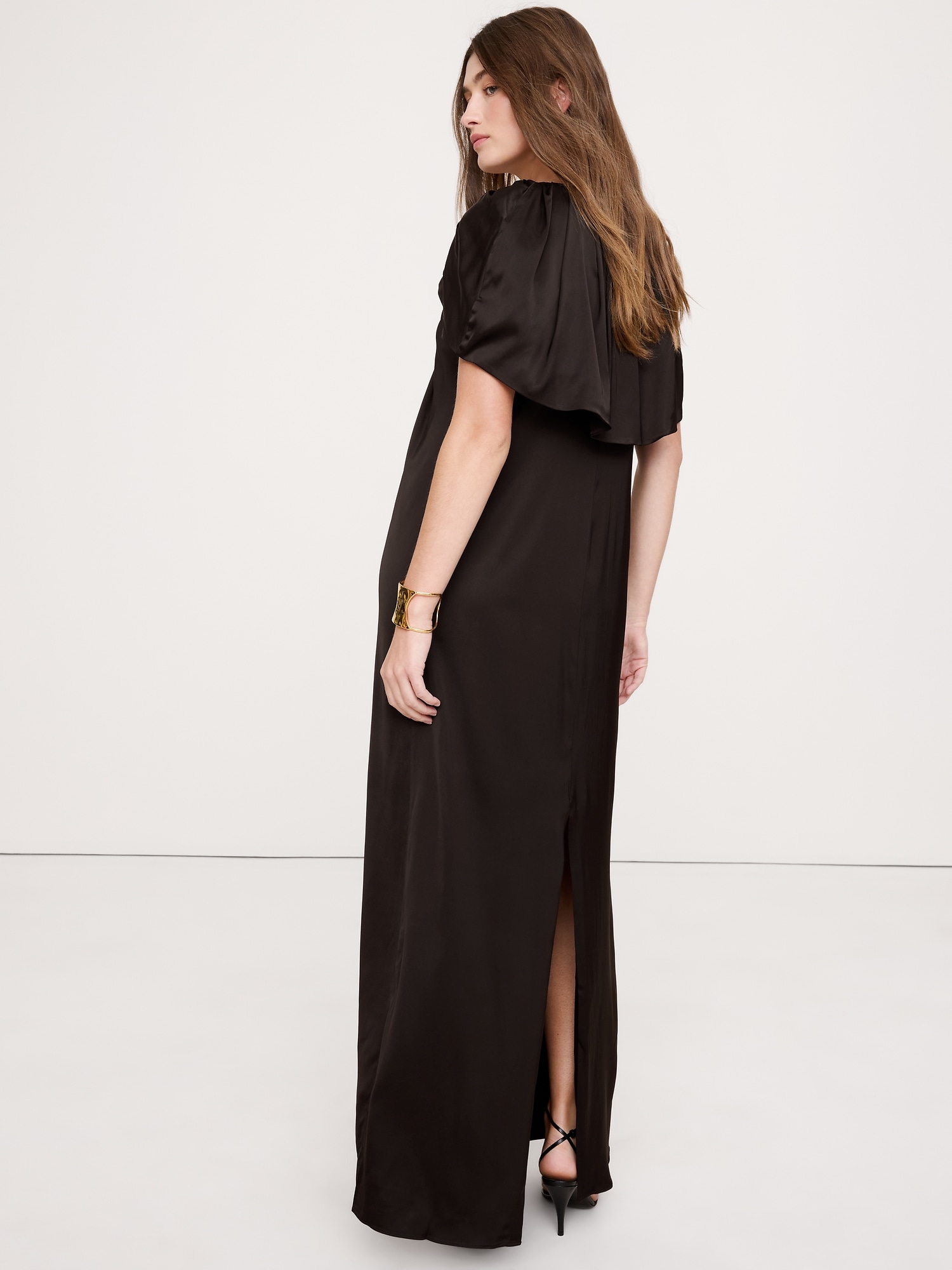 Image number 3 showing, Stretch-Satin Cape Maxi Dress