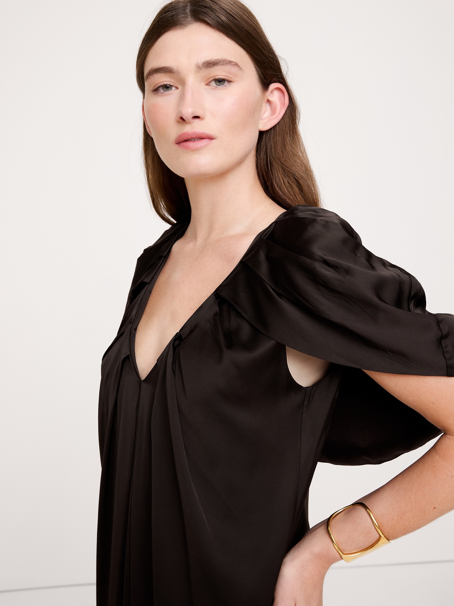 Женское платье Banana Republic Stretch-Satin Cape Maxi, цвет: Коричневый — фото 3