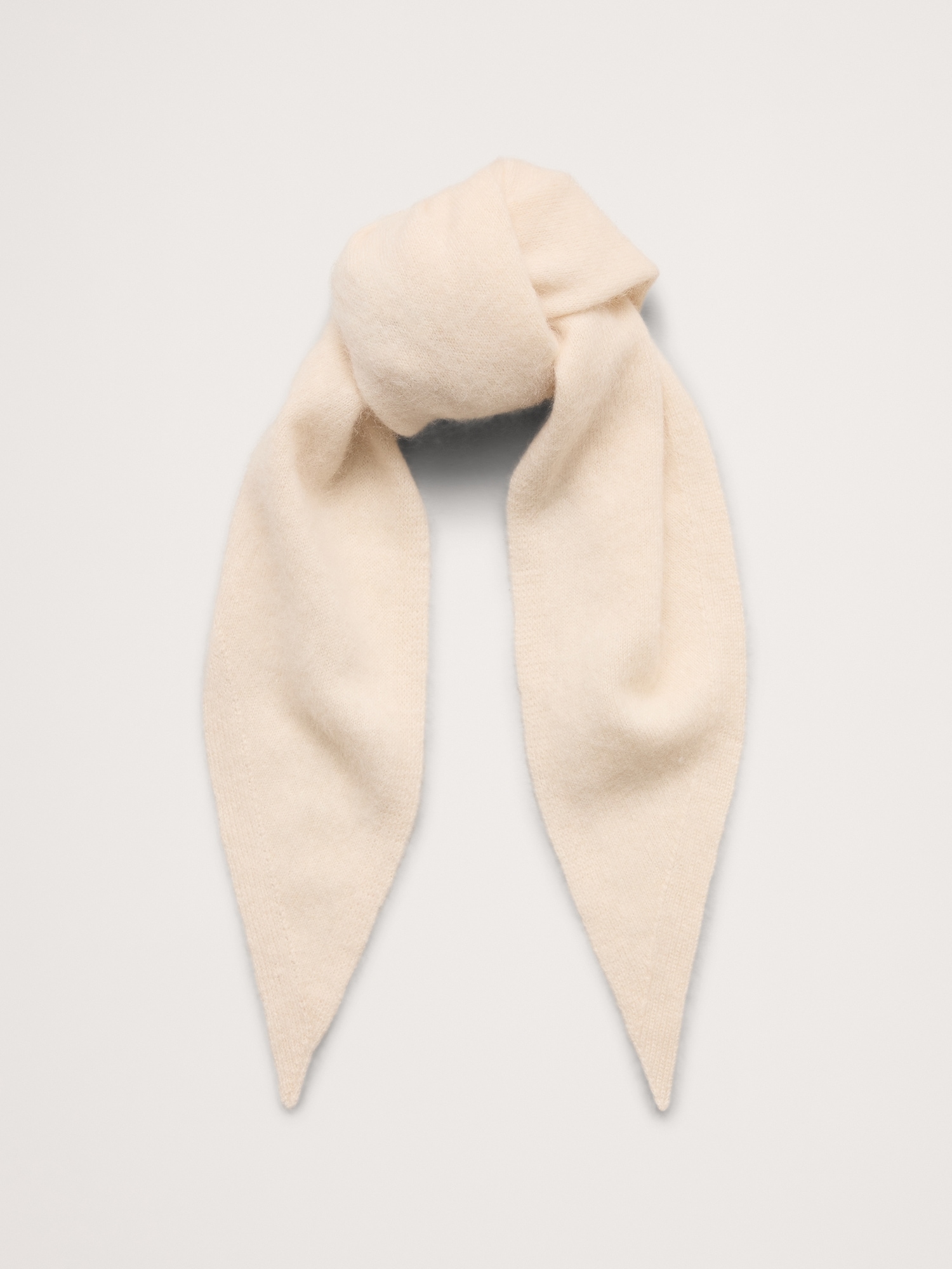 Brushed Wool-Cashmere Triangle Scarf - Cream White