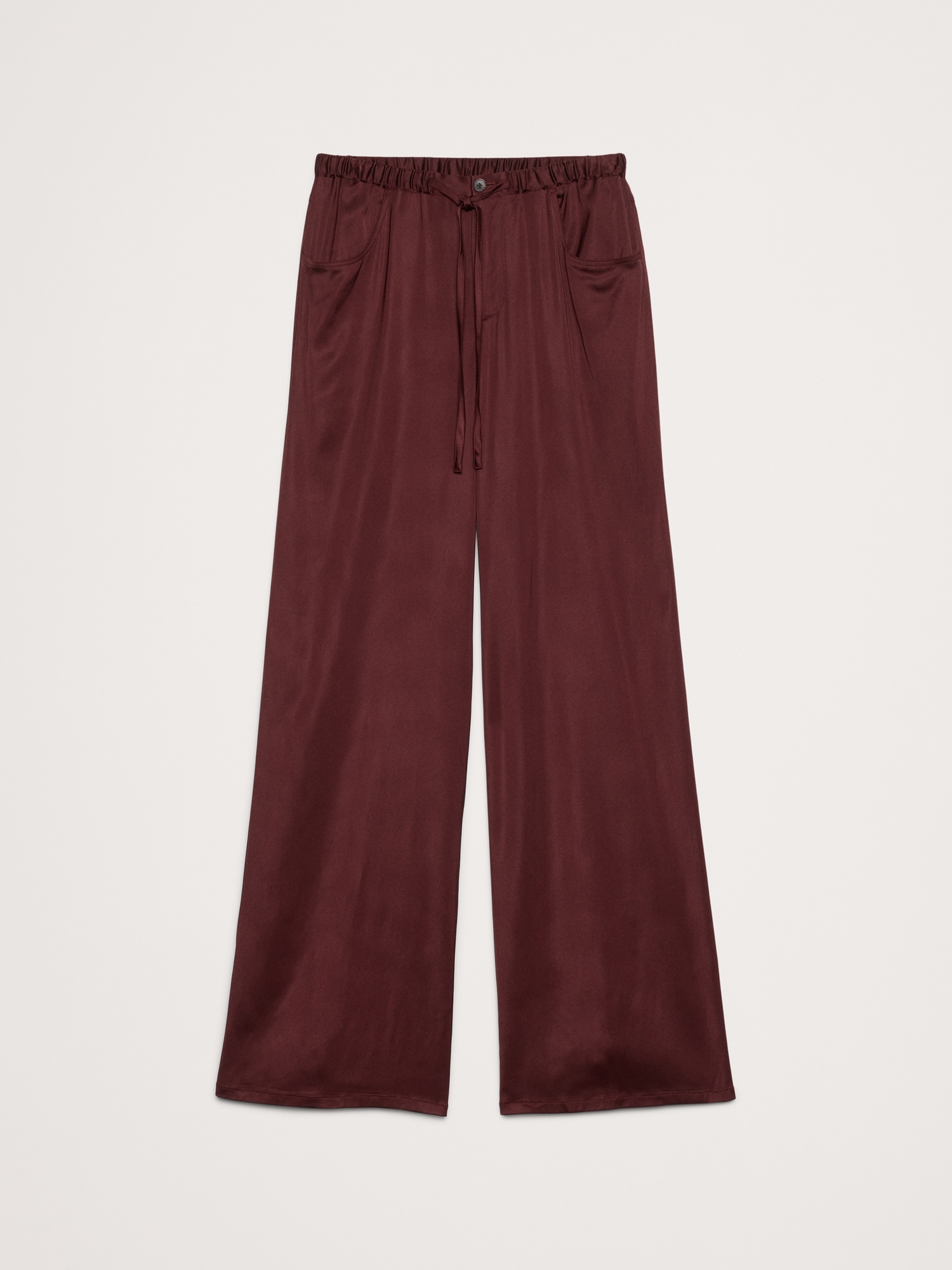 Image number 4 showing, Mid-Rise Wide-Leg Pull-On Stretch-Satin Pant
