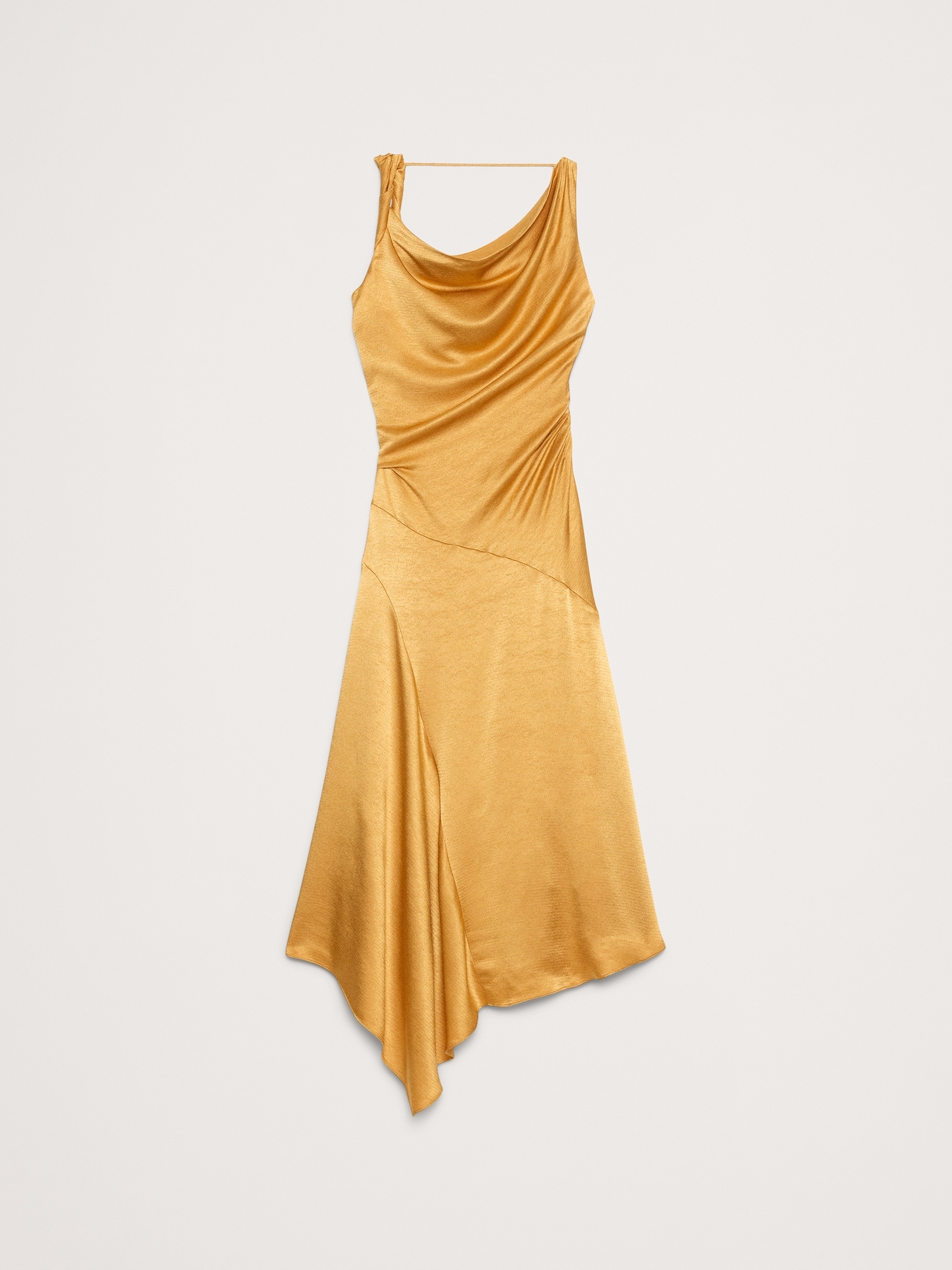 Image number 7 showing, Hammered Satin Twist-Shoulder Dress
