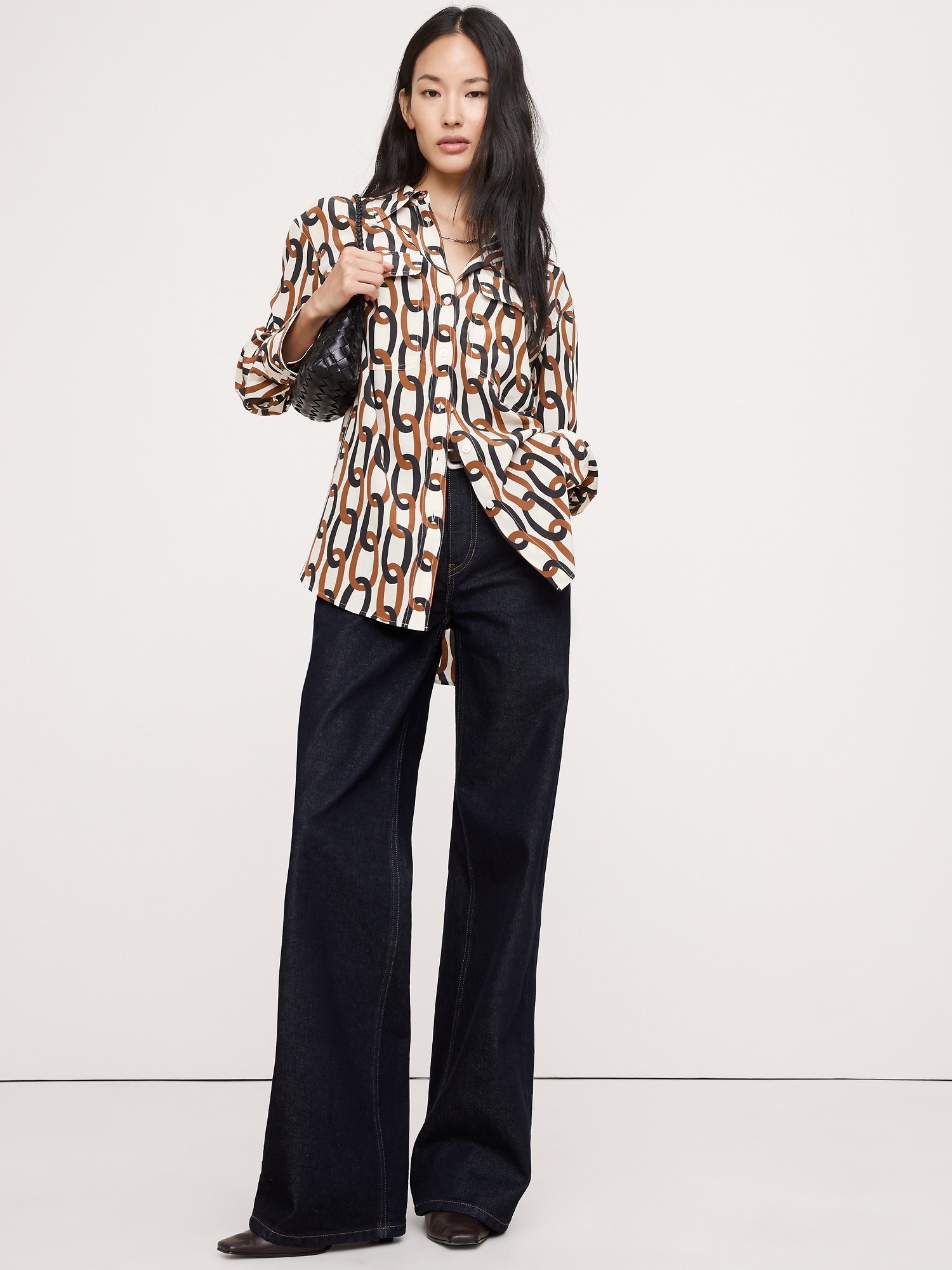 Image number 3 showing, Oversized Matte Silk Utility Shirt