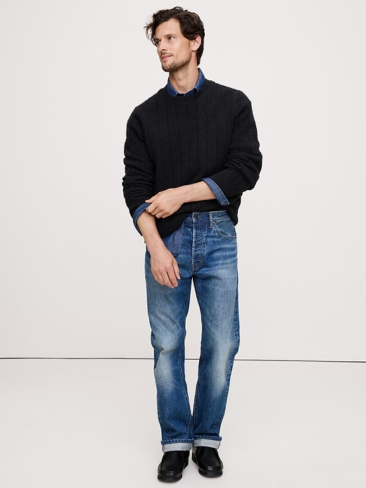 Bouclé Ribbed Crew-Neck Sweater