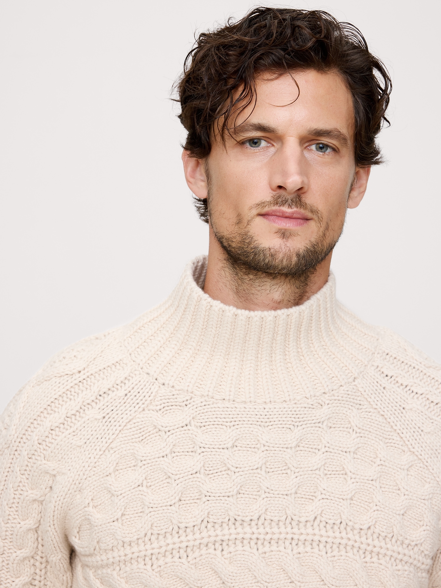 Image number 3 showing, Merino-Cotton Cable-Knit Sweater