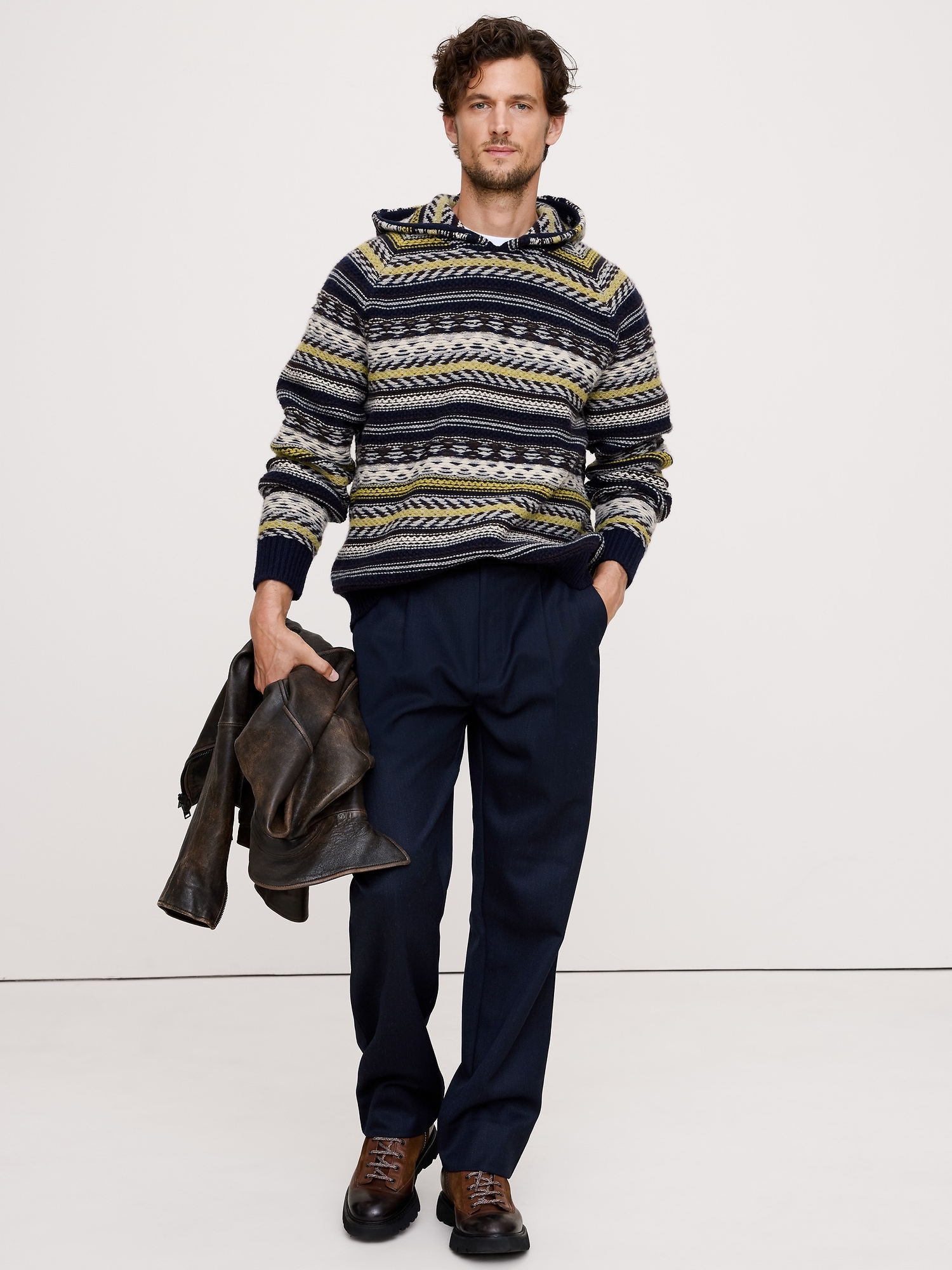 Image number 3 showing, Fairisle Merino-Blend Sweater Hoodie