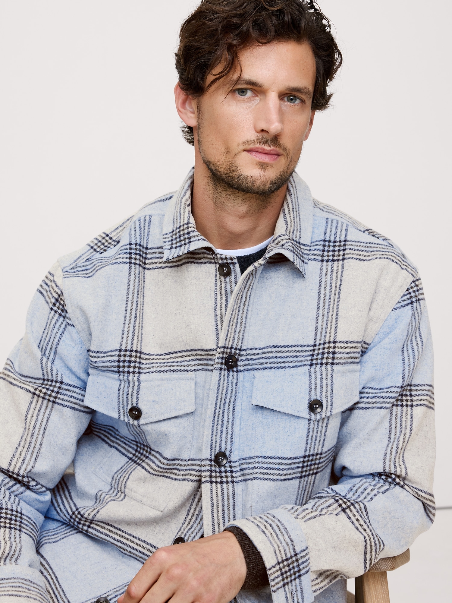 Image number 3 showing, Relaxed-Fit Plaid Wool-Blend Overshirt