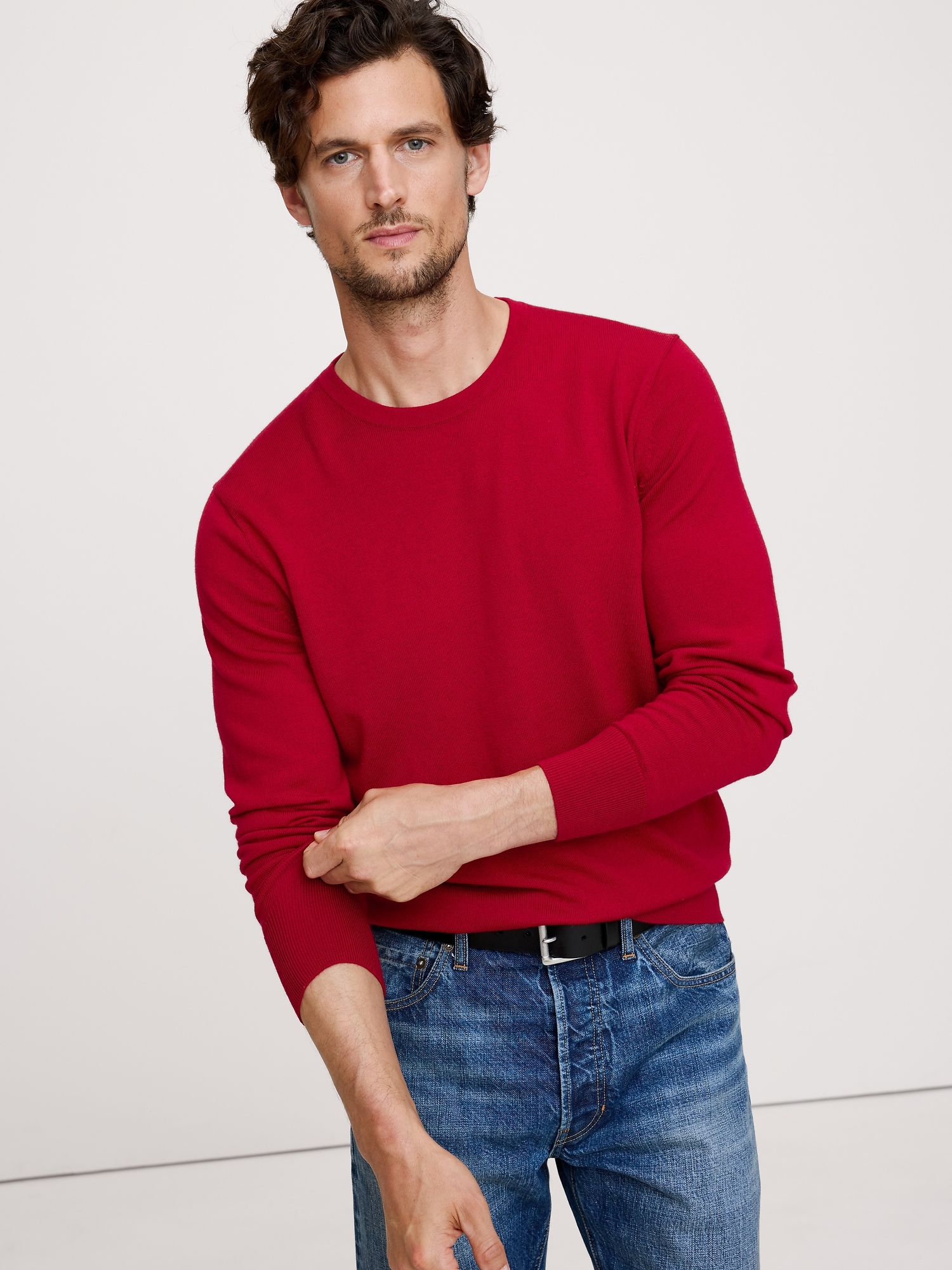 Merino Crew-Neck Sweater - Antique Ruby Red