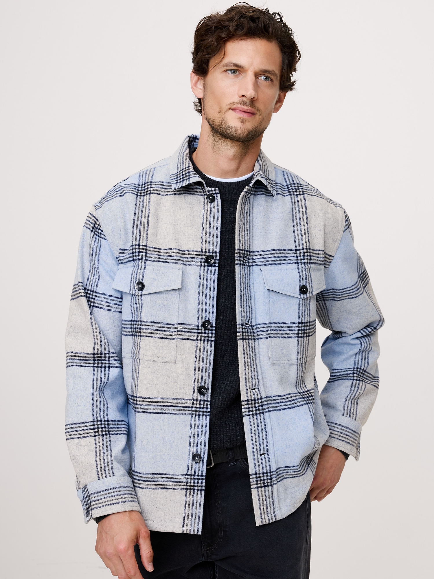 Image number 1 showing, Relaxed-Fit Plaid Wool-Blend Overshirt