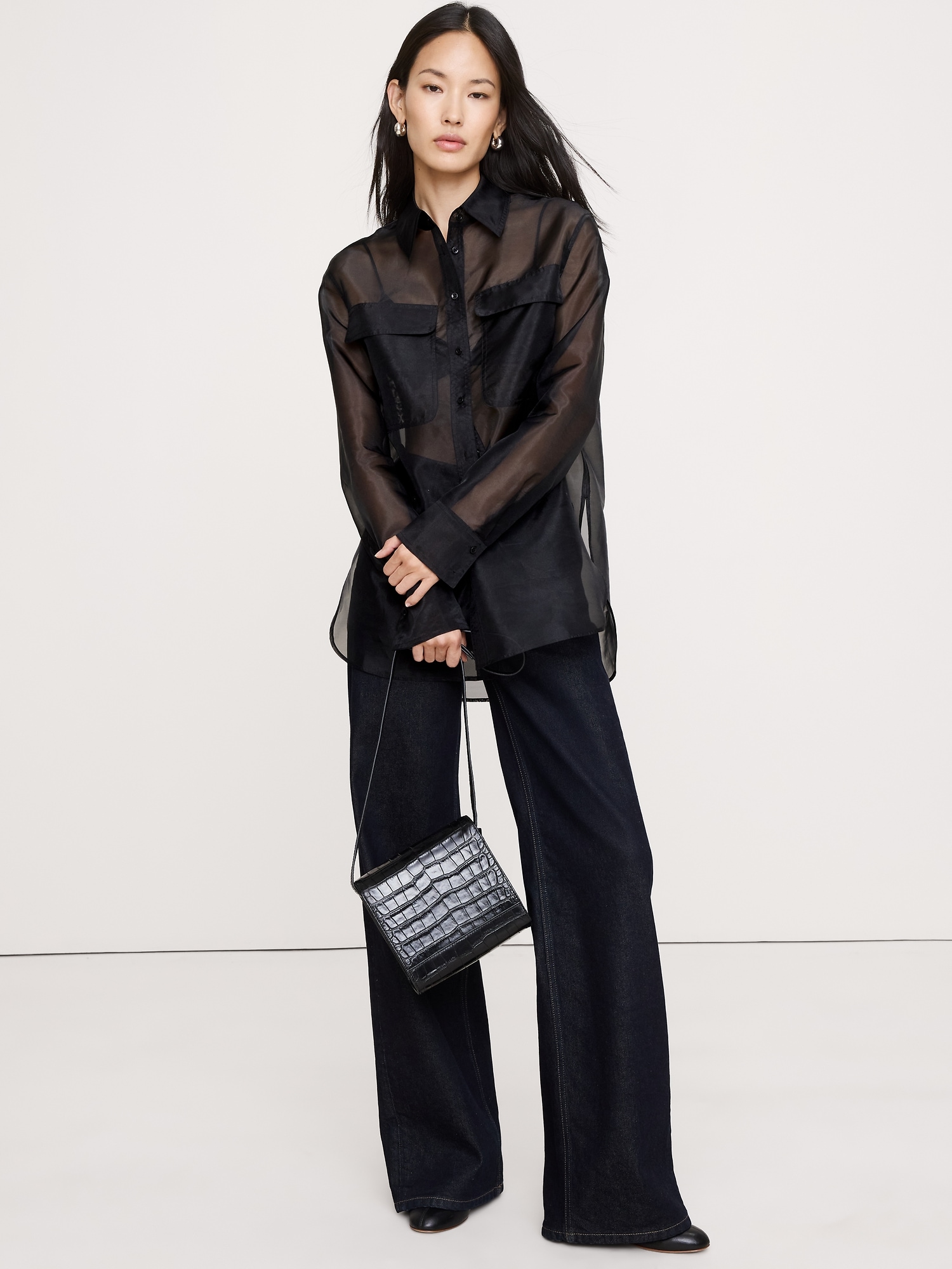 Organza Utility Shirt - Black