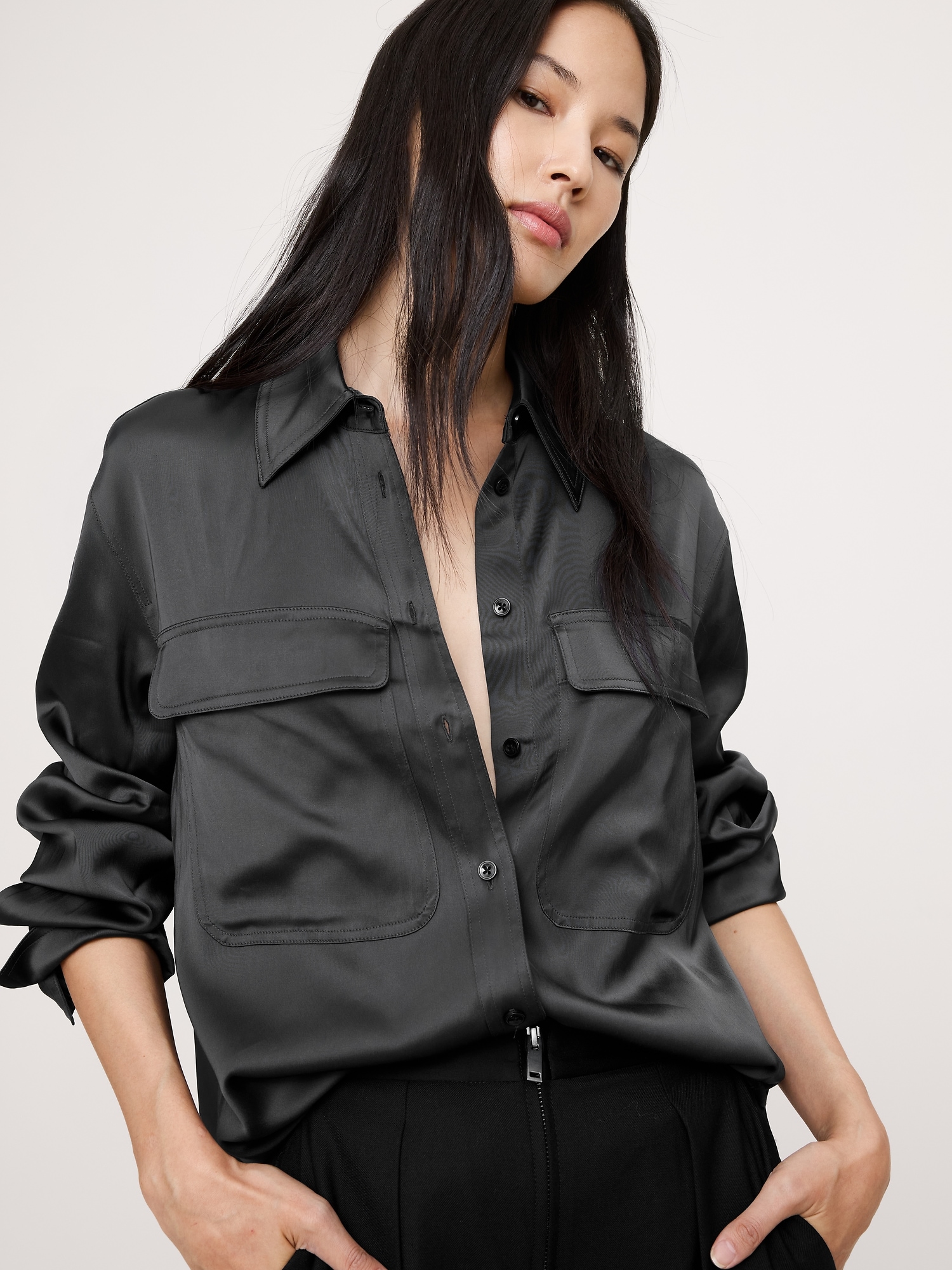 Image number 6 showing, Stretch-Satin Utility Shirt