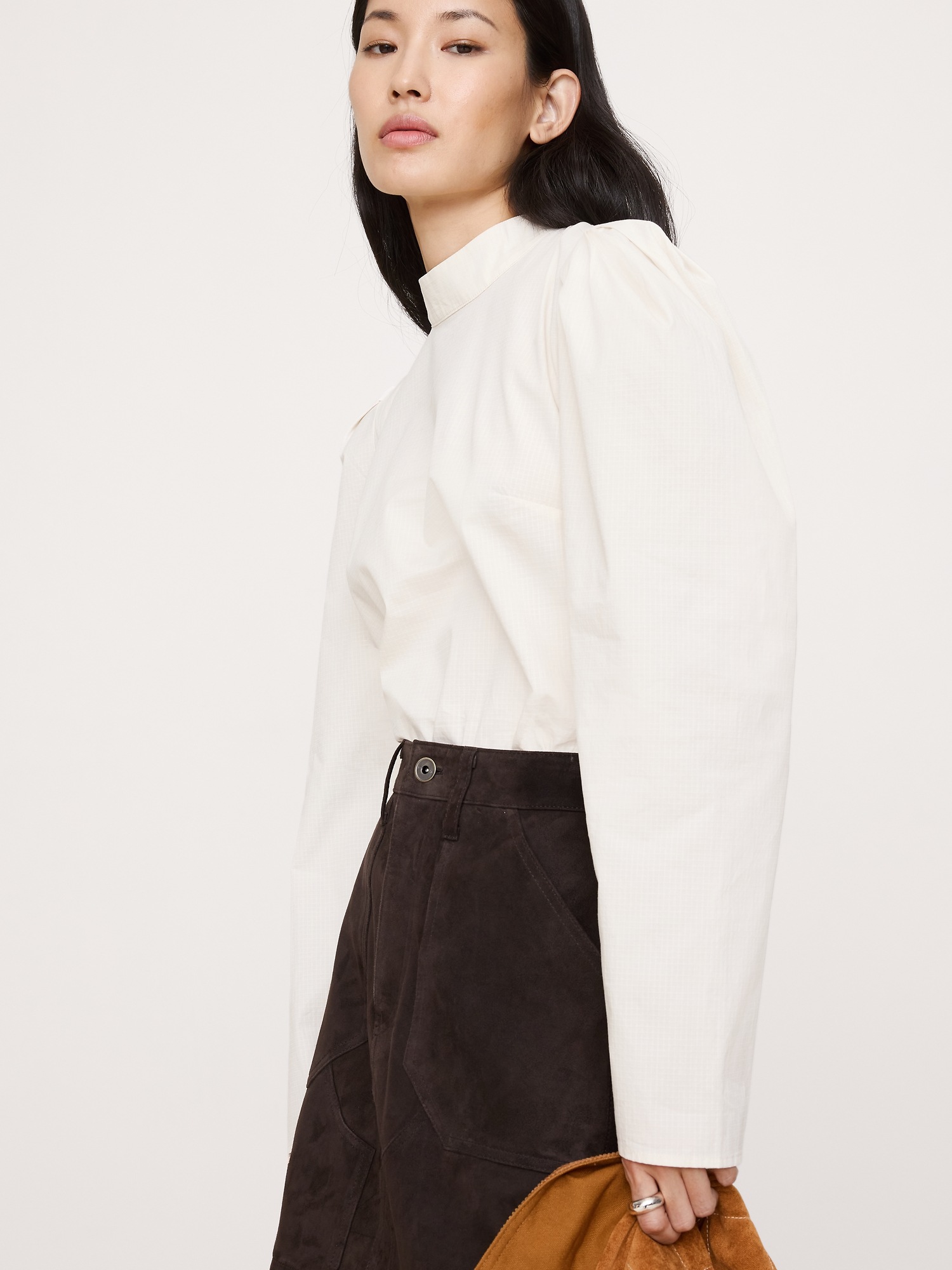 Image number 3 showing, Stretch-Cotton Puff-Sleeve Top