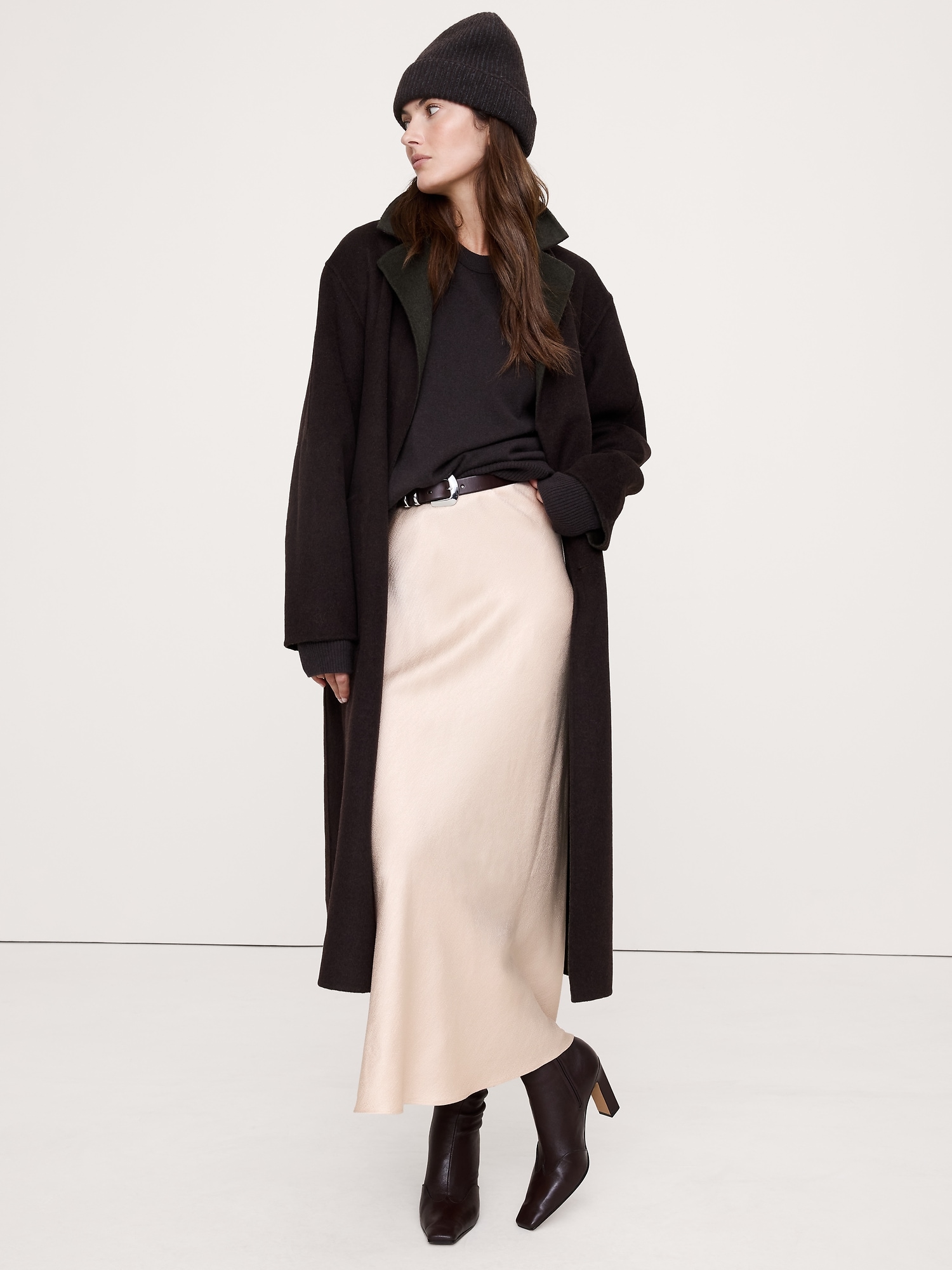 Hammered Satin Maxi Skirt - Prosecco