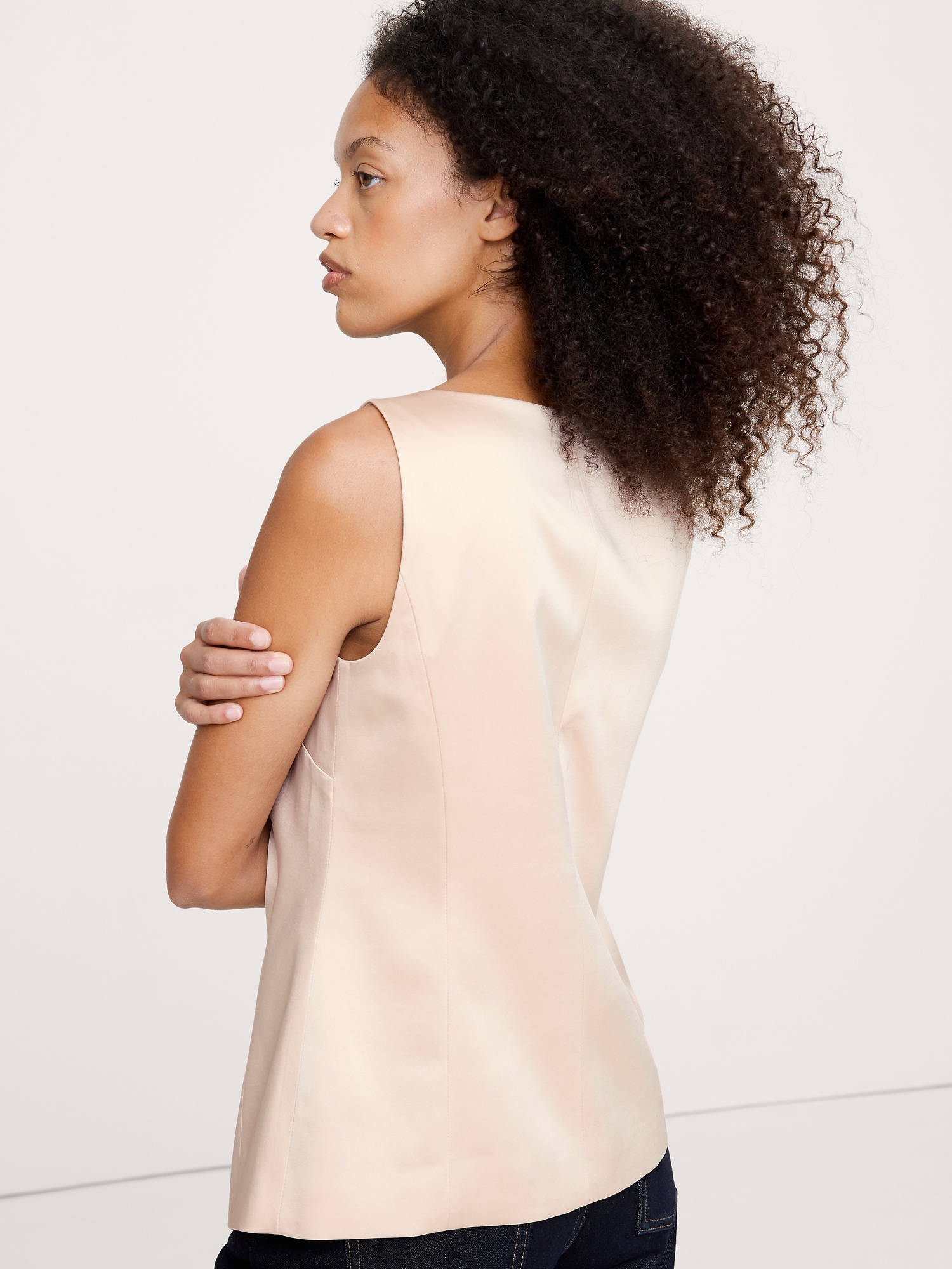 Image number 3 showing, Satin Square-Neck Long Vest