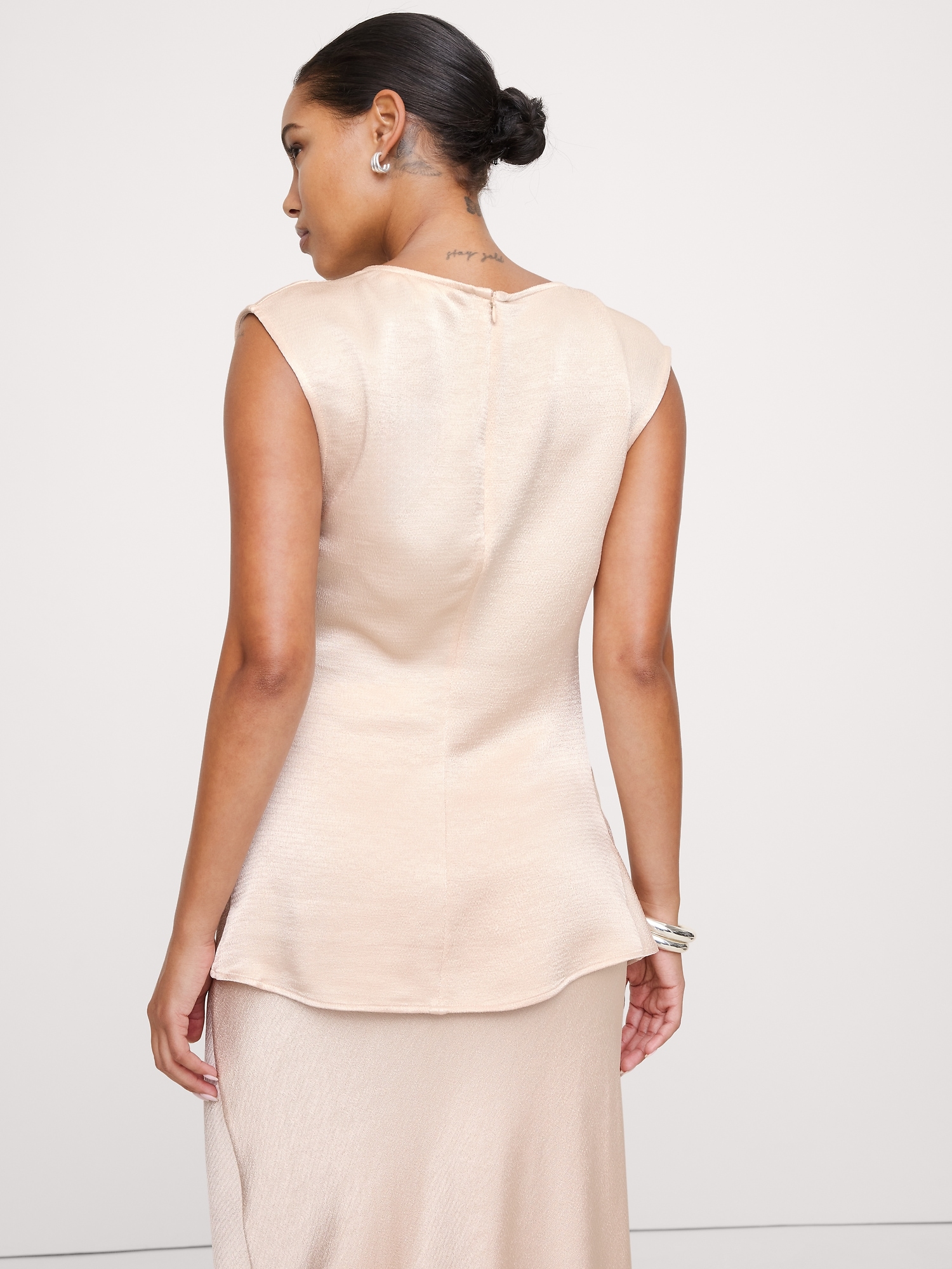 Image number 2 showing, Hammered Satin Draped Top